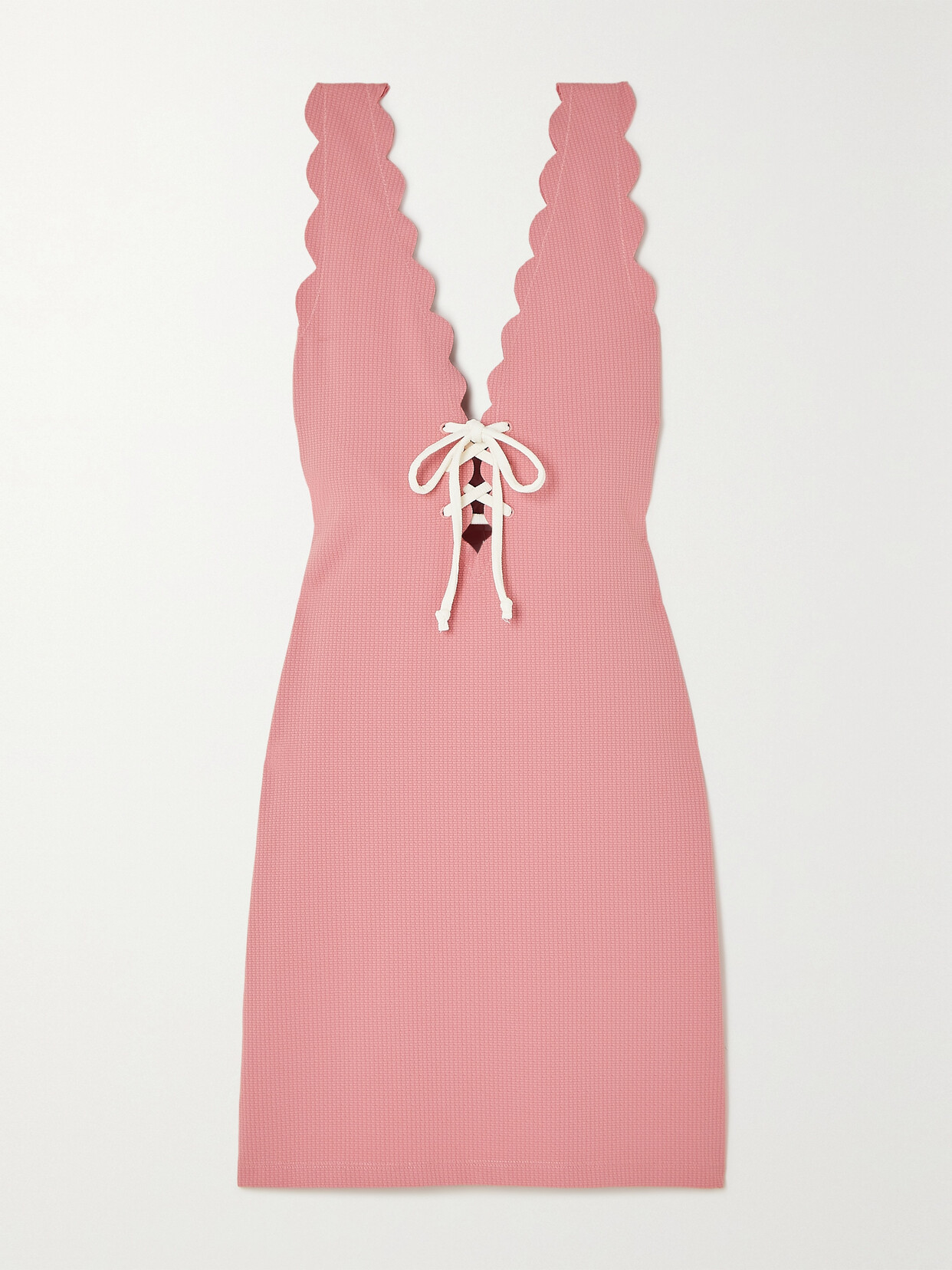 MARYSIA AMAGANSETT SCALLOPED SEERSUCKER MINI DRESS