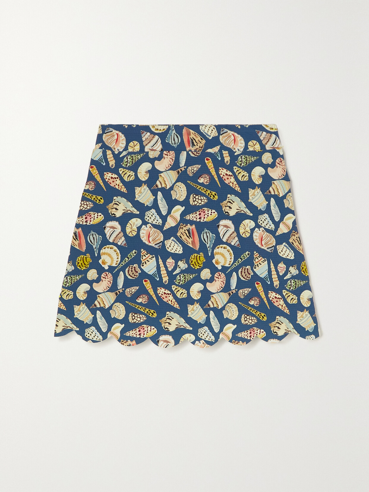 Marysia - Morton Scalloped Printed Seersucker Mini Skirt - Blue