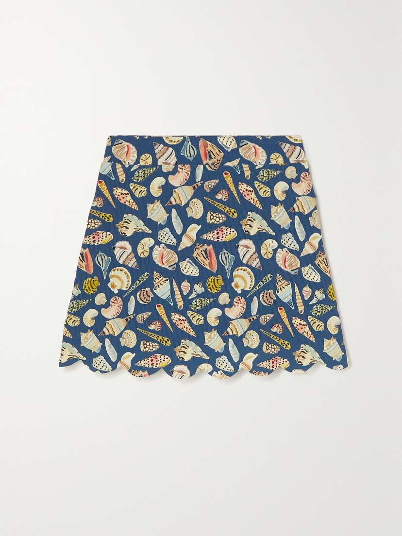 Marysia Morton Scalloped Printed Seersucker Mini Skirt -  - x large