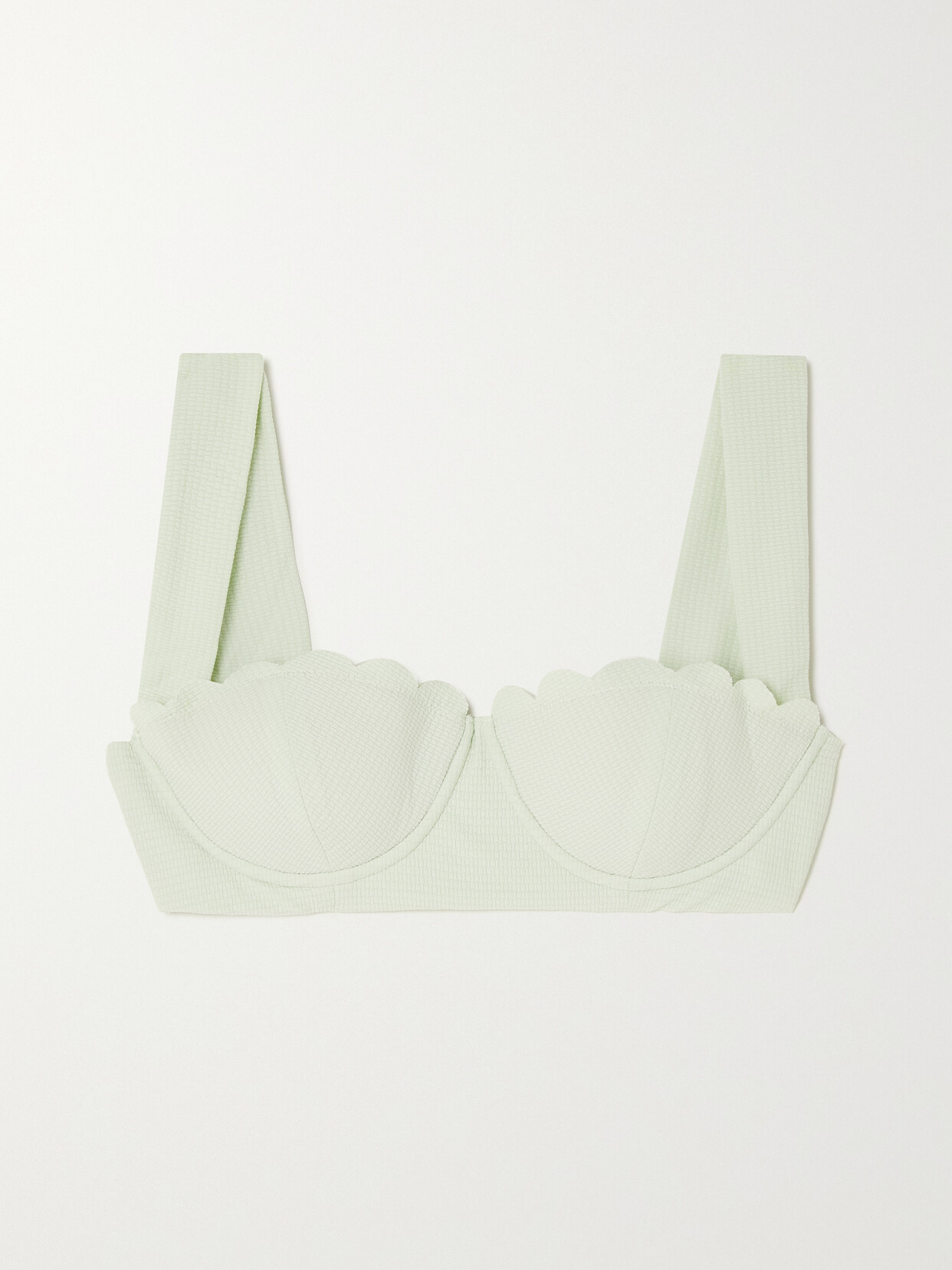 Marysia - North Scalloped Seersucker Underwired Bikini Top - Green