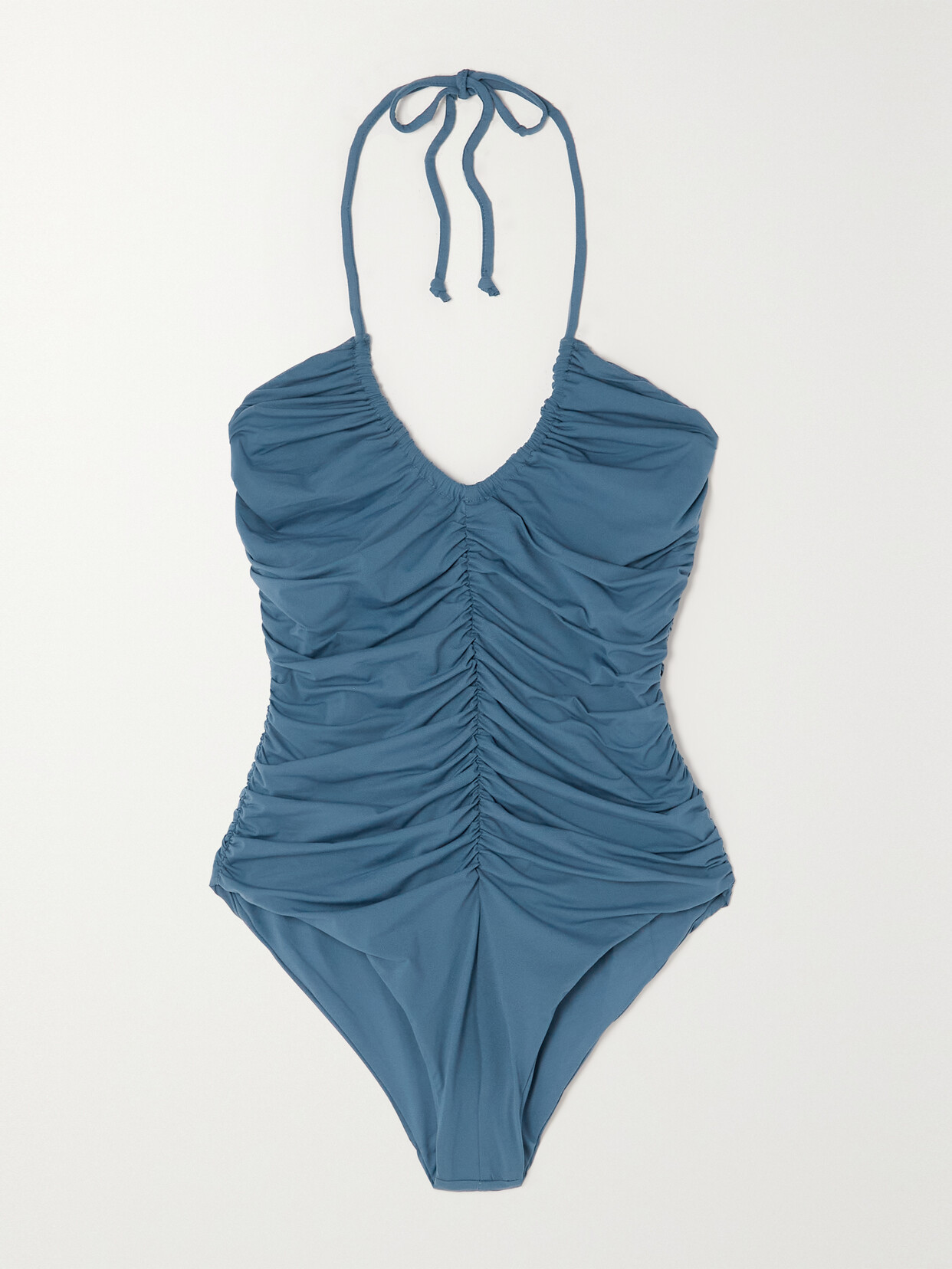 Marysia - Hasell Ruched Halterneck Swimsuit - Blue