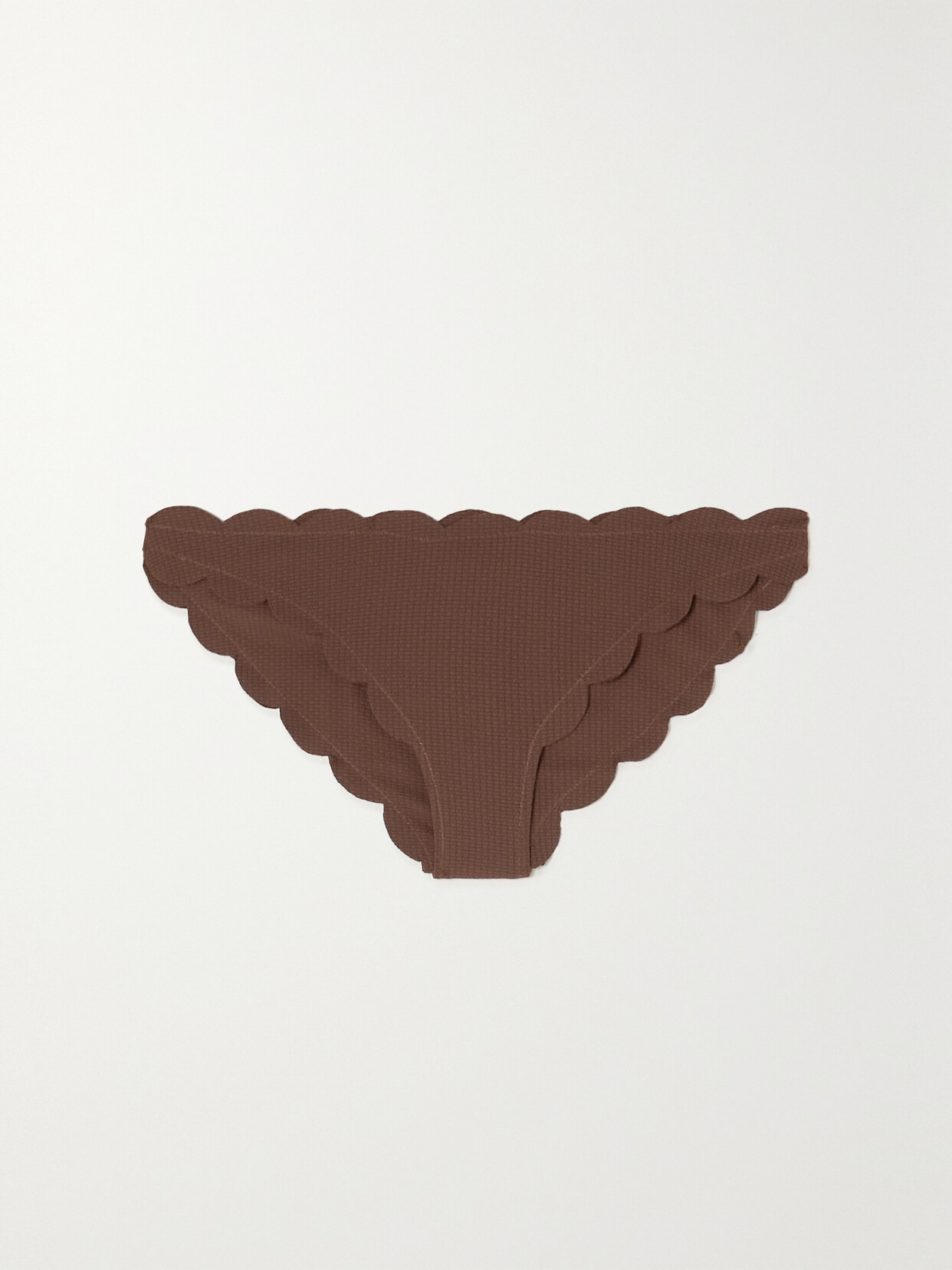 Marysia - Antibes Scalloped Seersucker Bikini Briefs - Brown