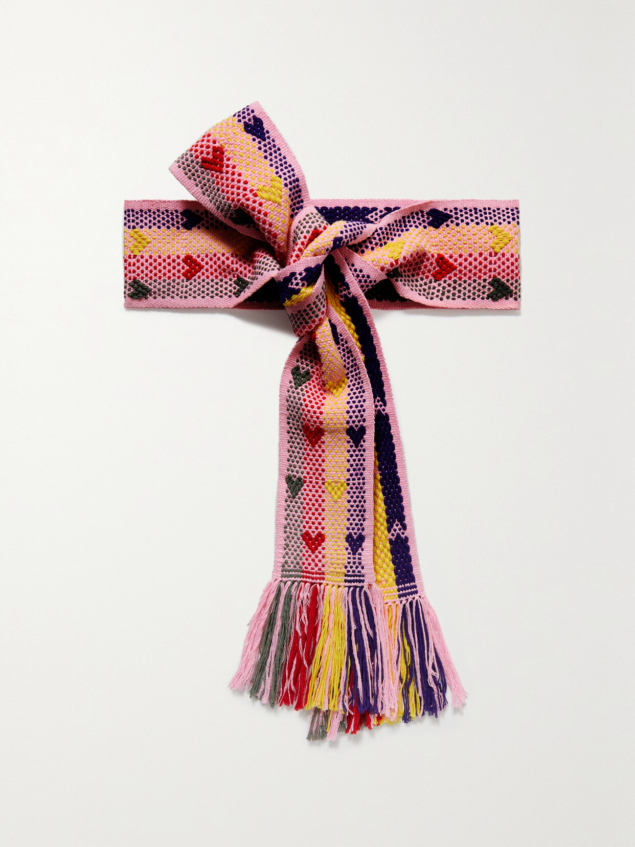 Pippa Holt - + Net Sustain Fringed Cotton-jacquard Belt - Pink