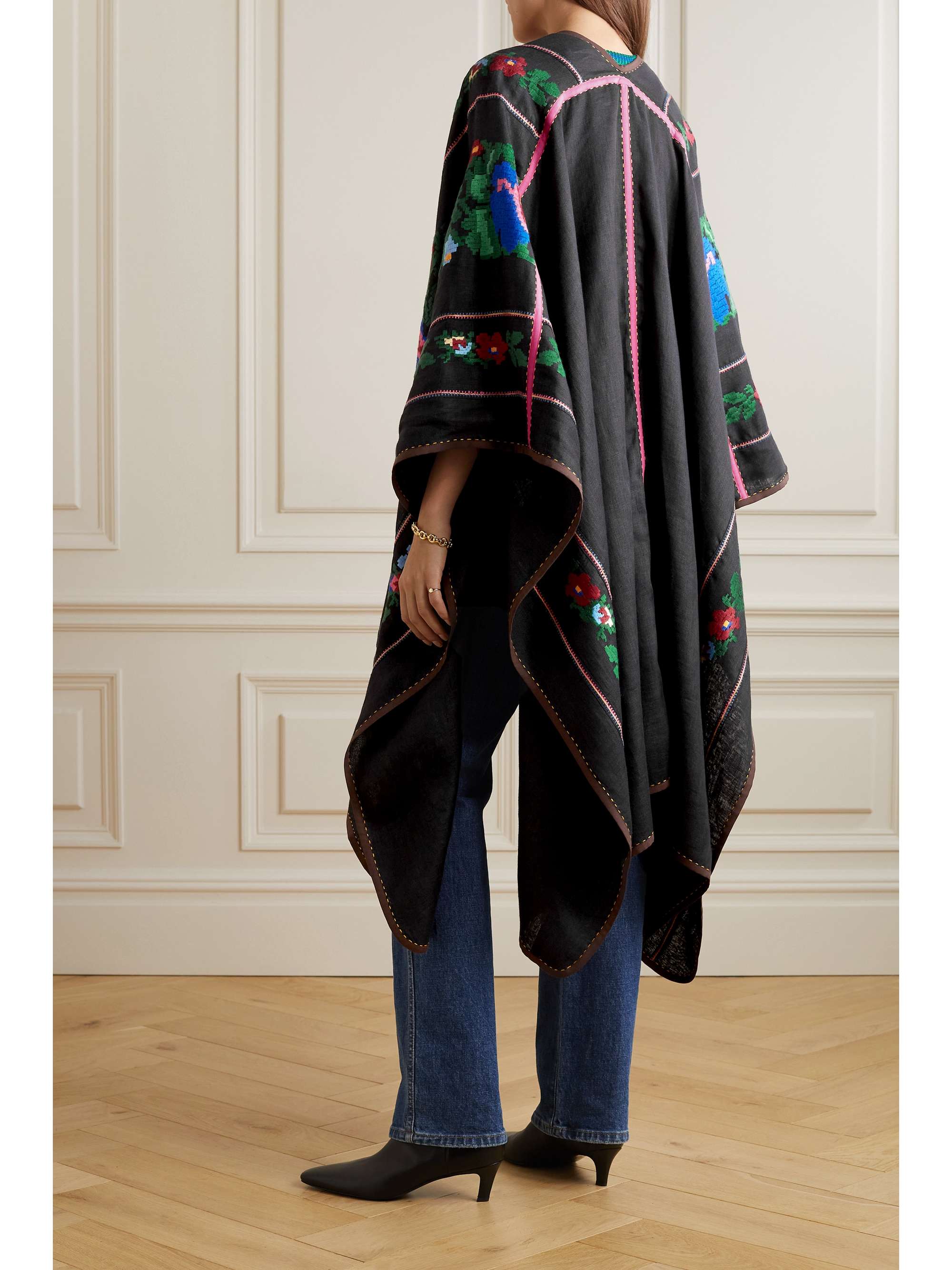 VITA KIN Marfa embroidered linen cape