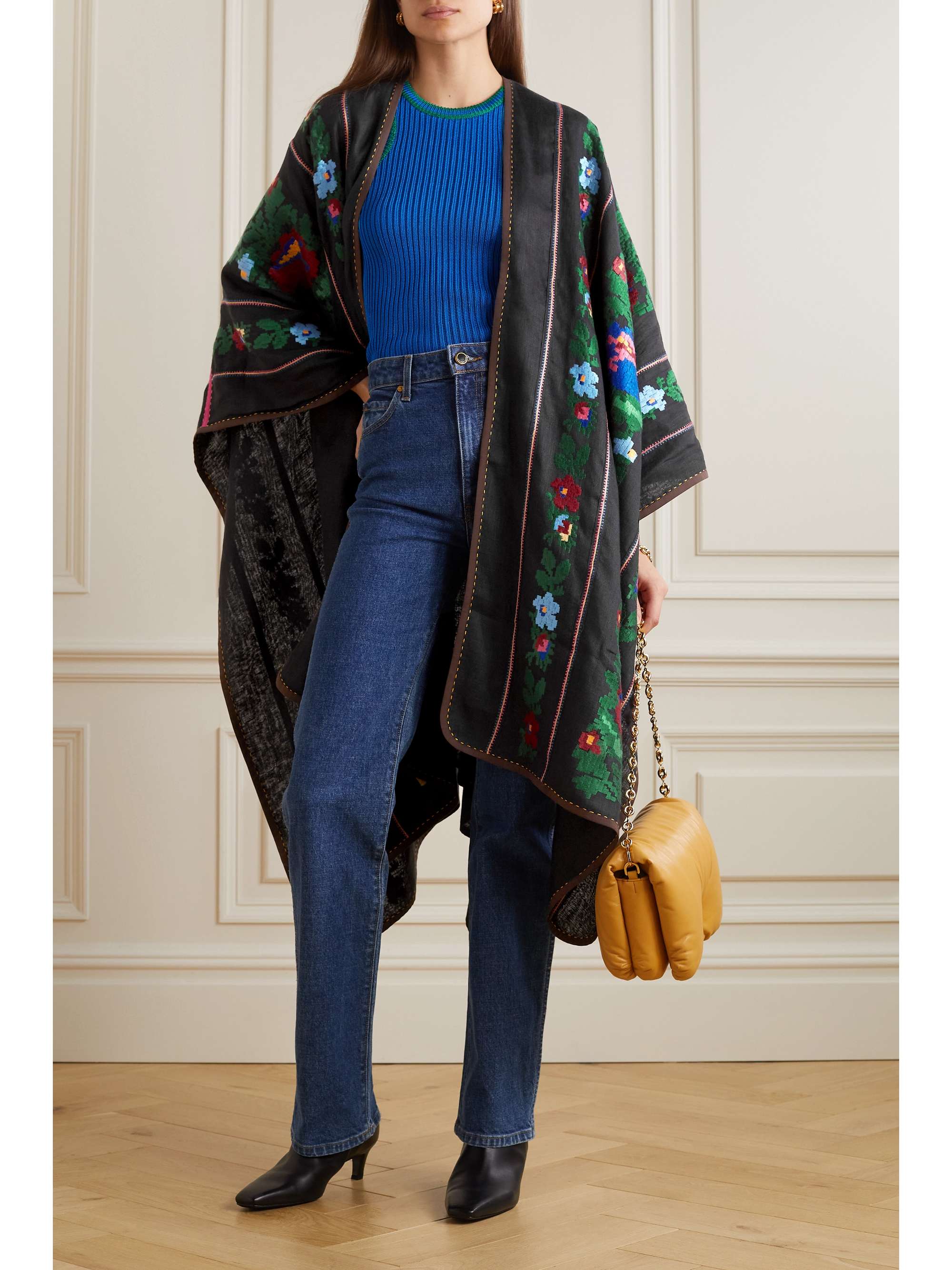 VITA KIN Marfa embroidered linen cape