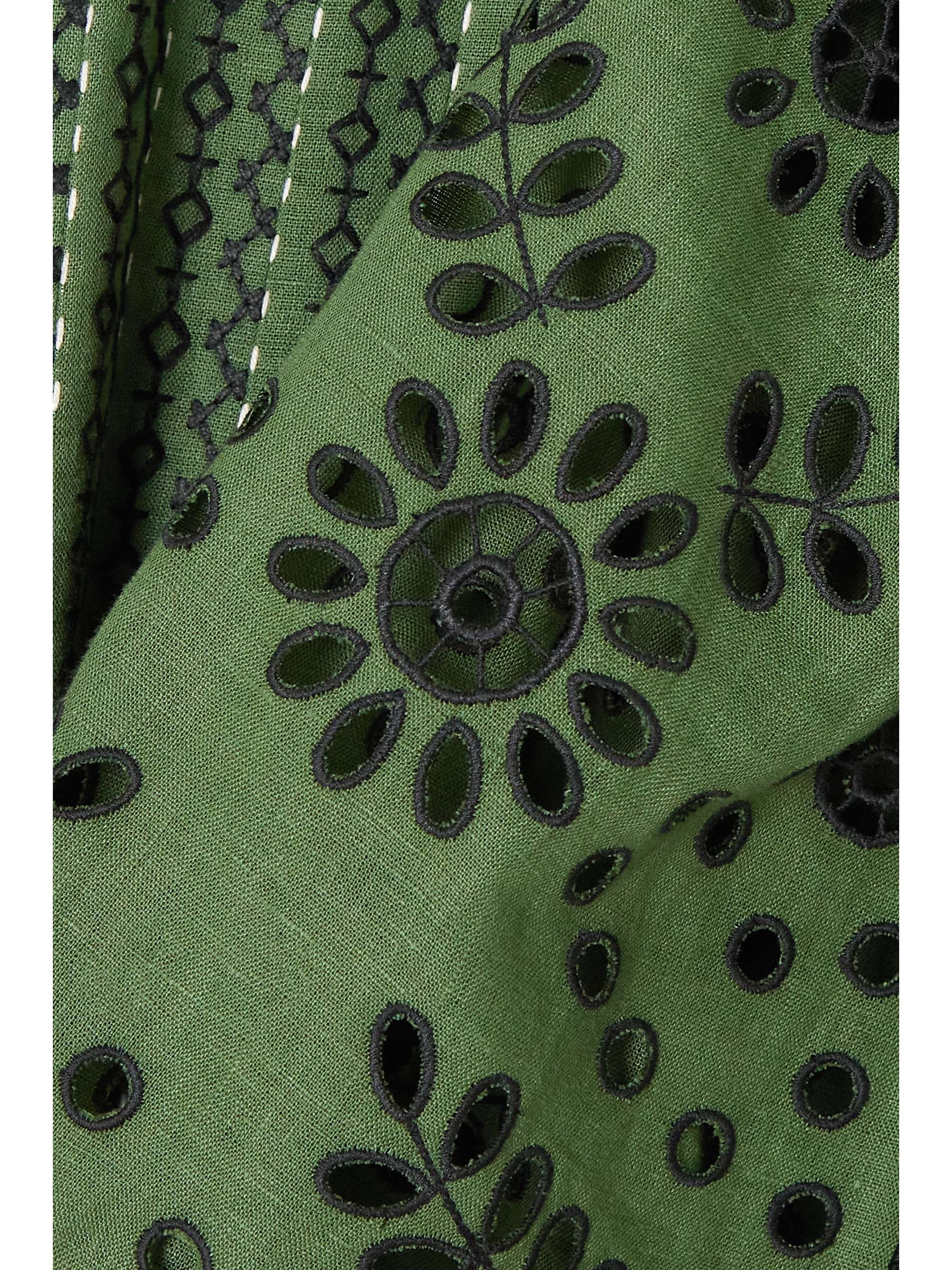 VITA KIN Luna embroidered broderie anglaise linen midi dress