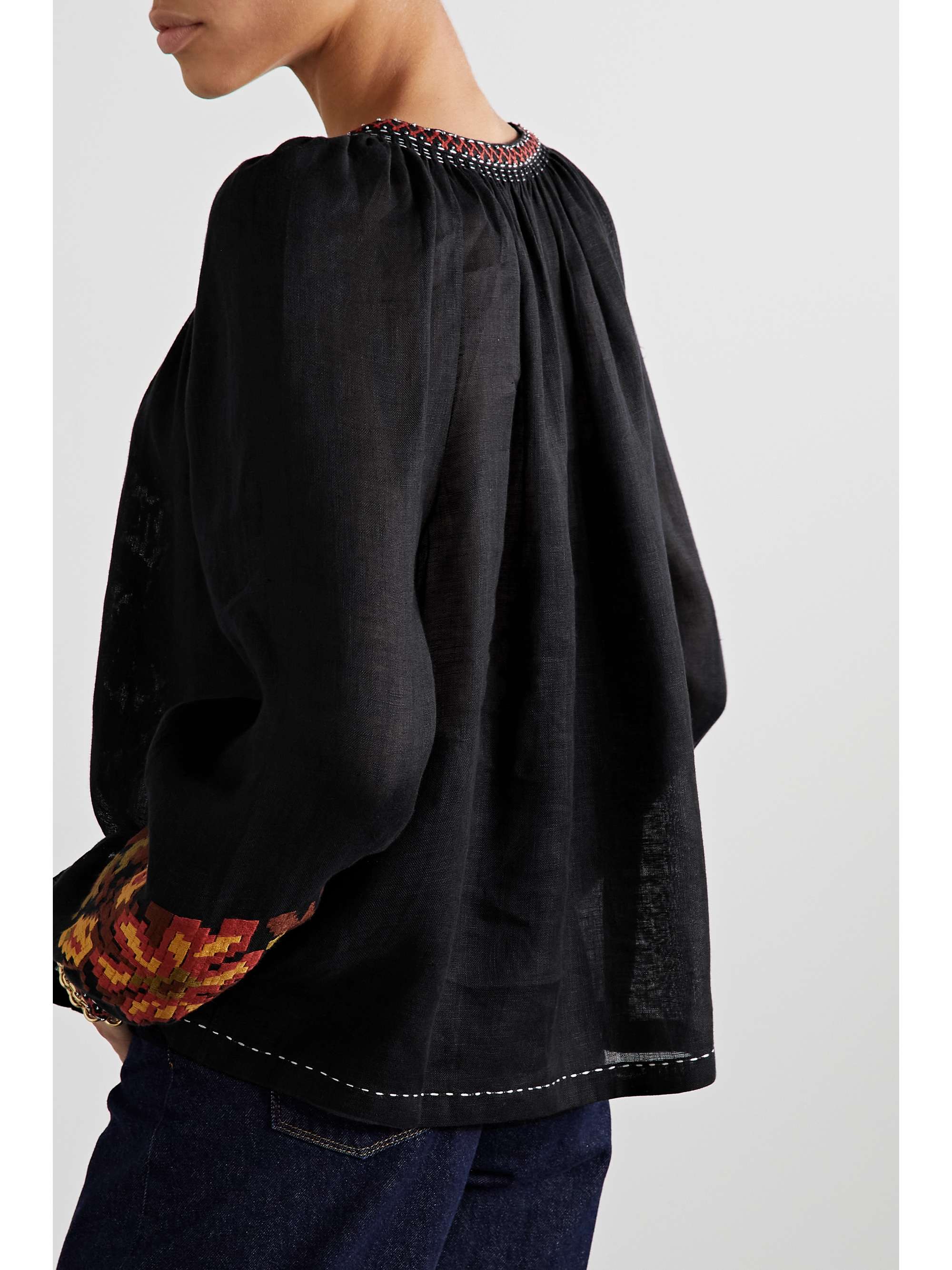 VITA KIN Tasya embellished embroidered linen blouse