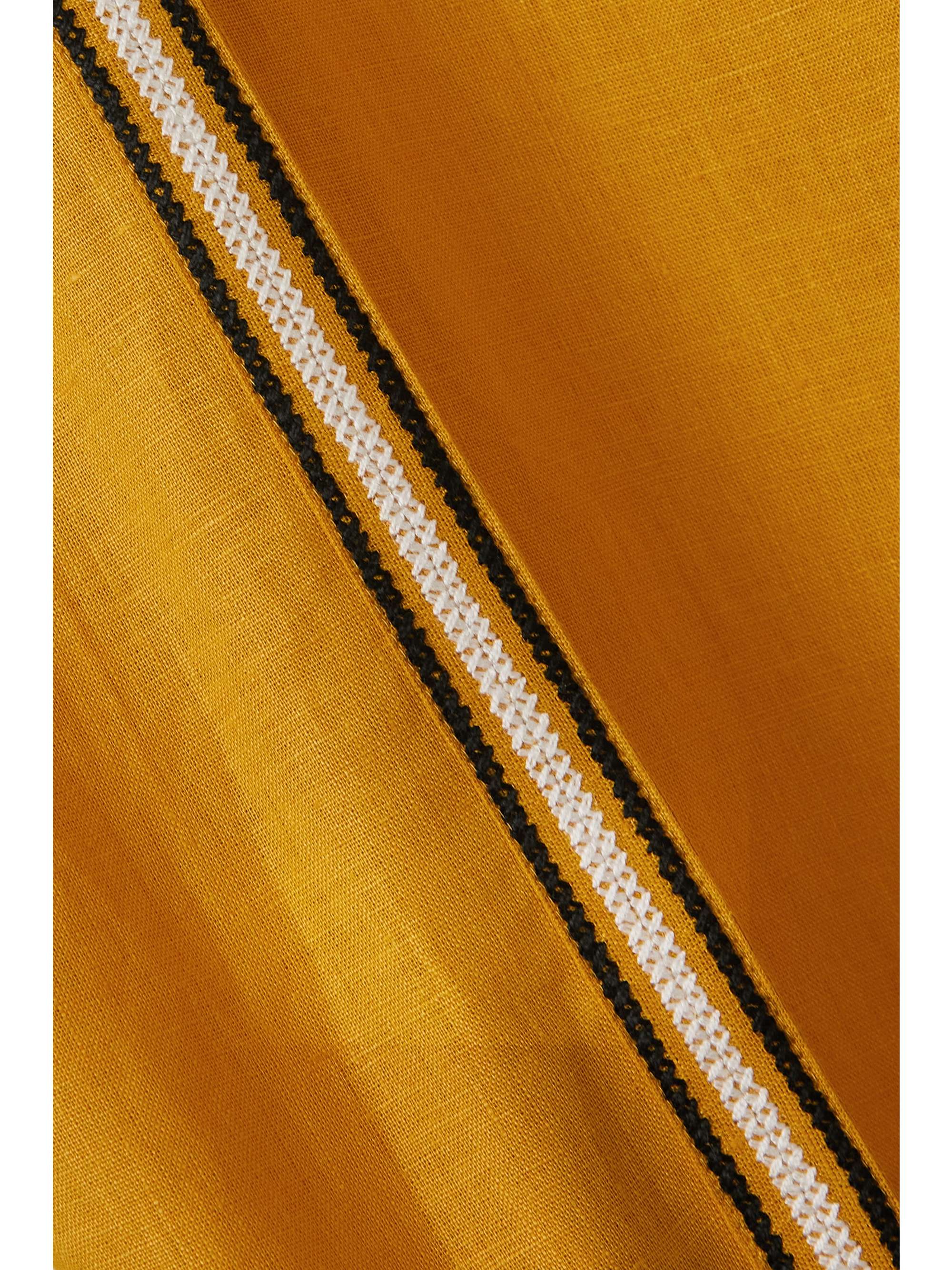 VITA KIN Ikat tasseled embroidered linen dress