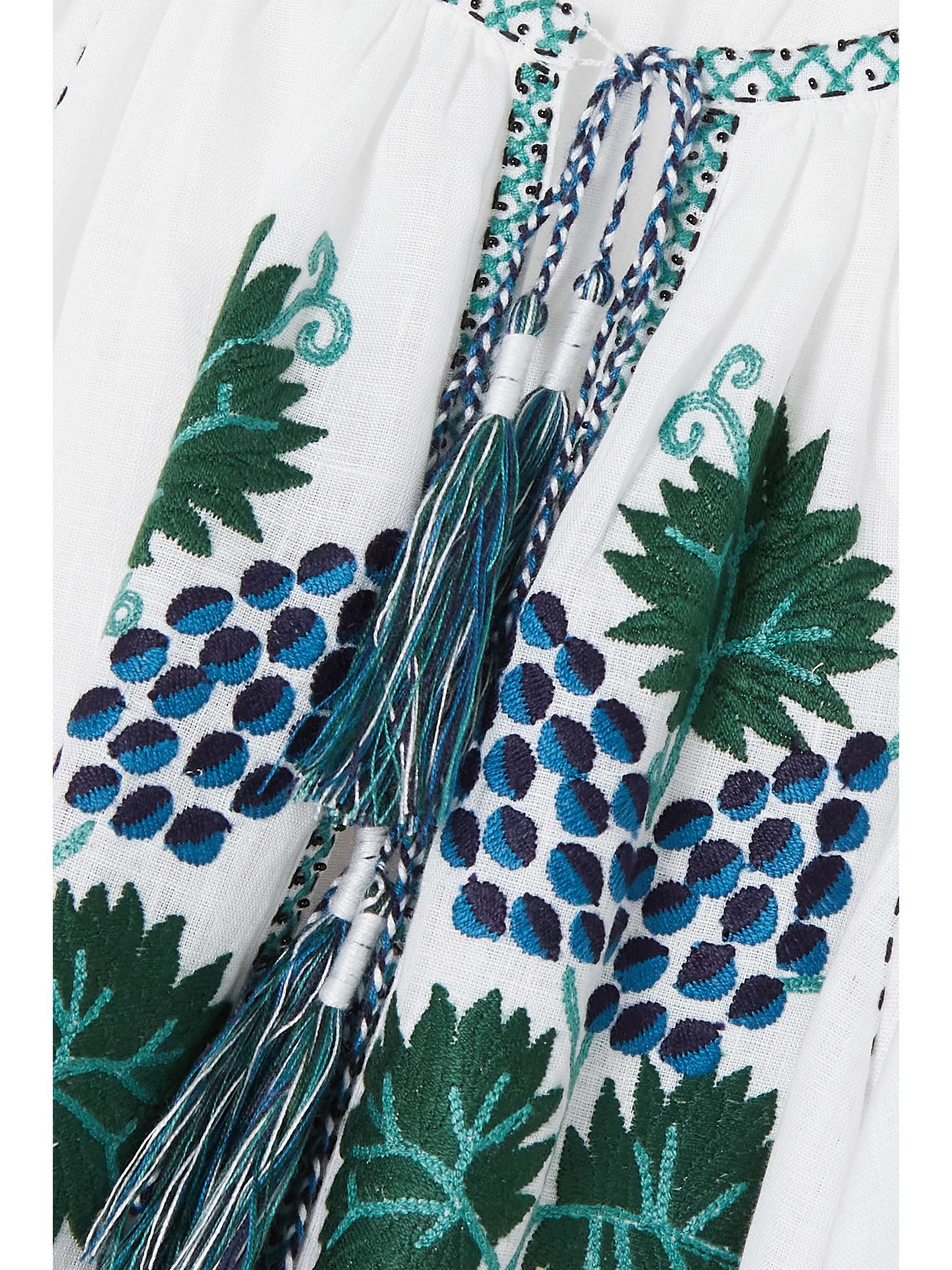 VITA KIN Tavria broderie anglaise-trimmed embroidered linen midi dress