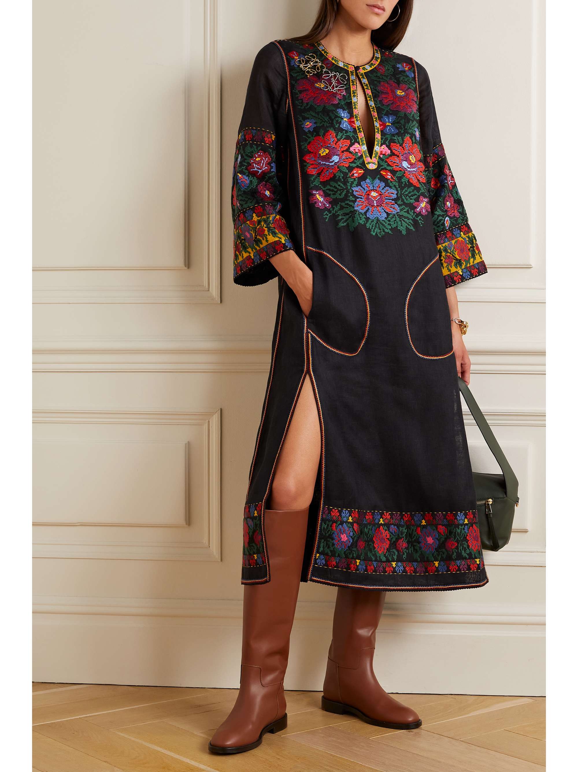 VITA KIN Tender Summer embroidered linen midi dress
