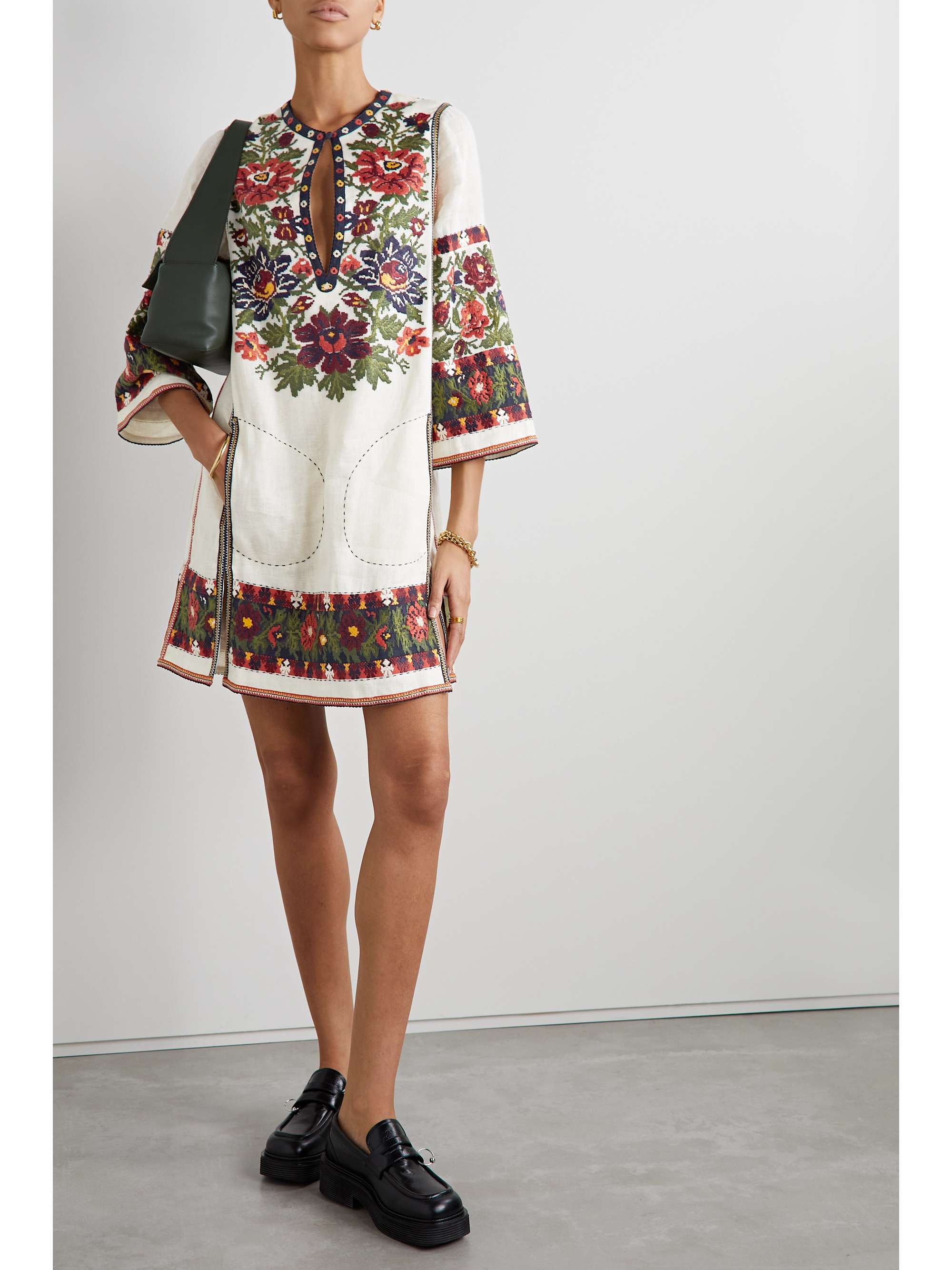 VITA KIN Tender Summer embroidered linen mini dress