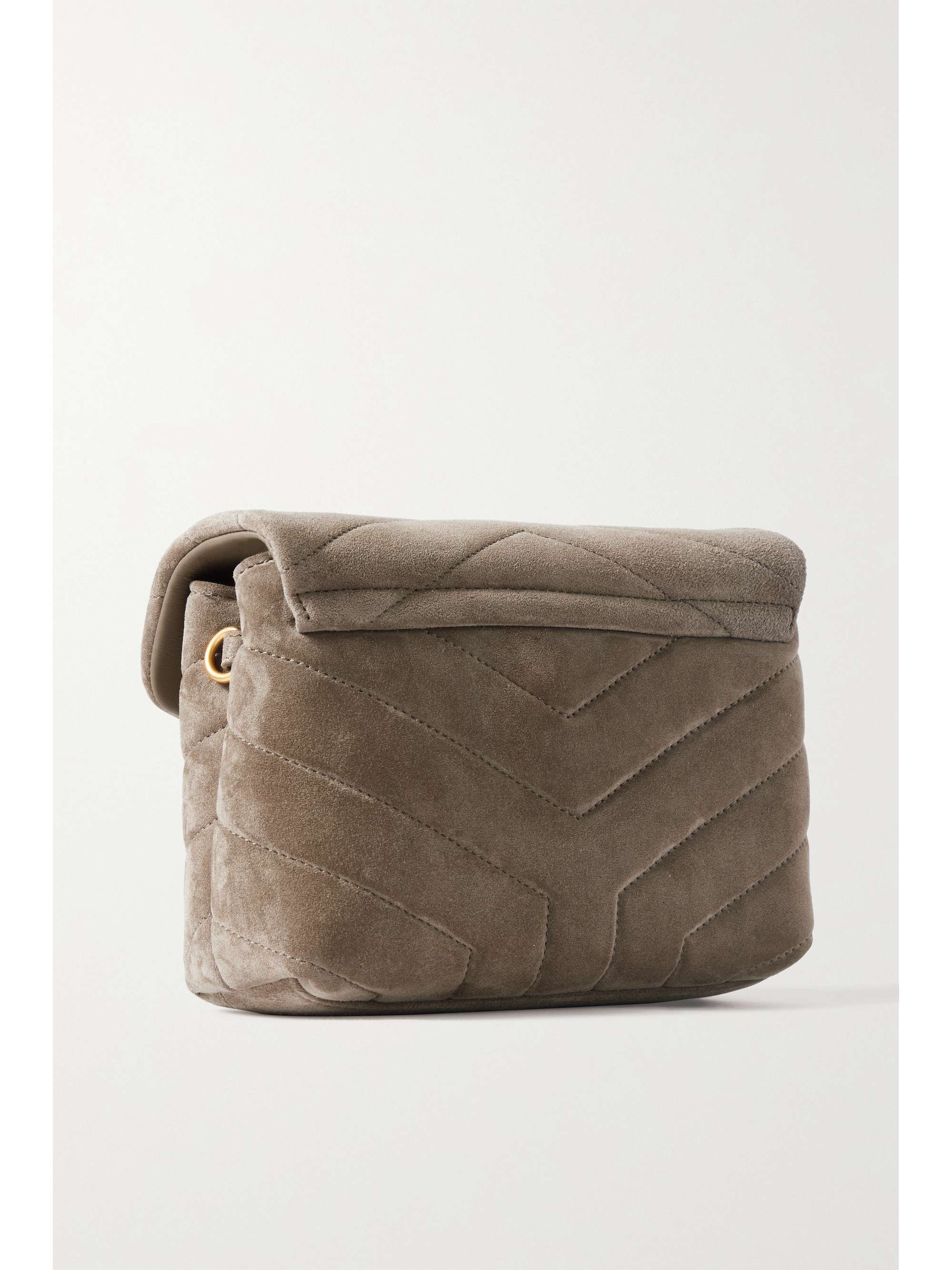 Taupe Loulou Toy quilted suede shoulder bag SAINT LAURENT NETAPORTER