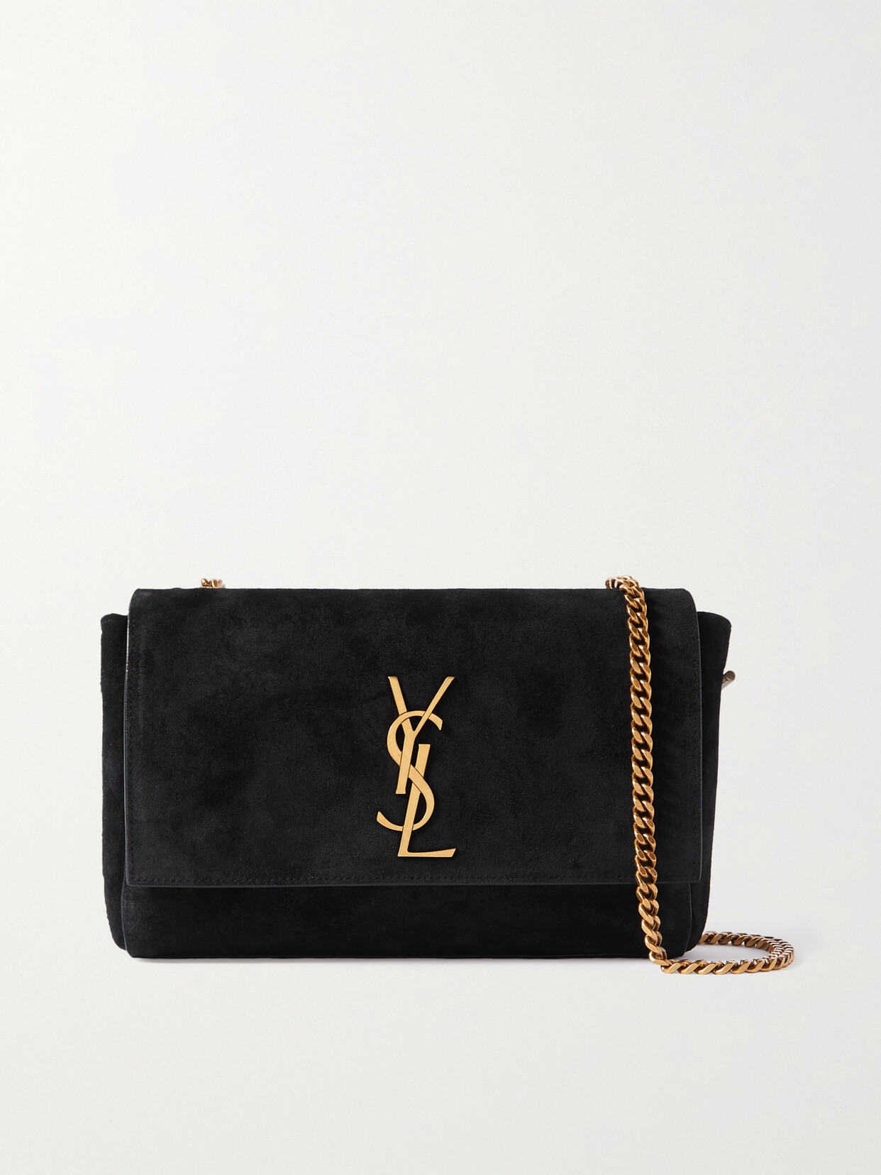 Shop Saint Laurent Kate Small Reversible Suede And Leather Shoulder Bag In Black