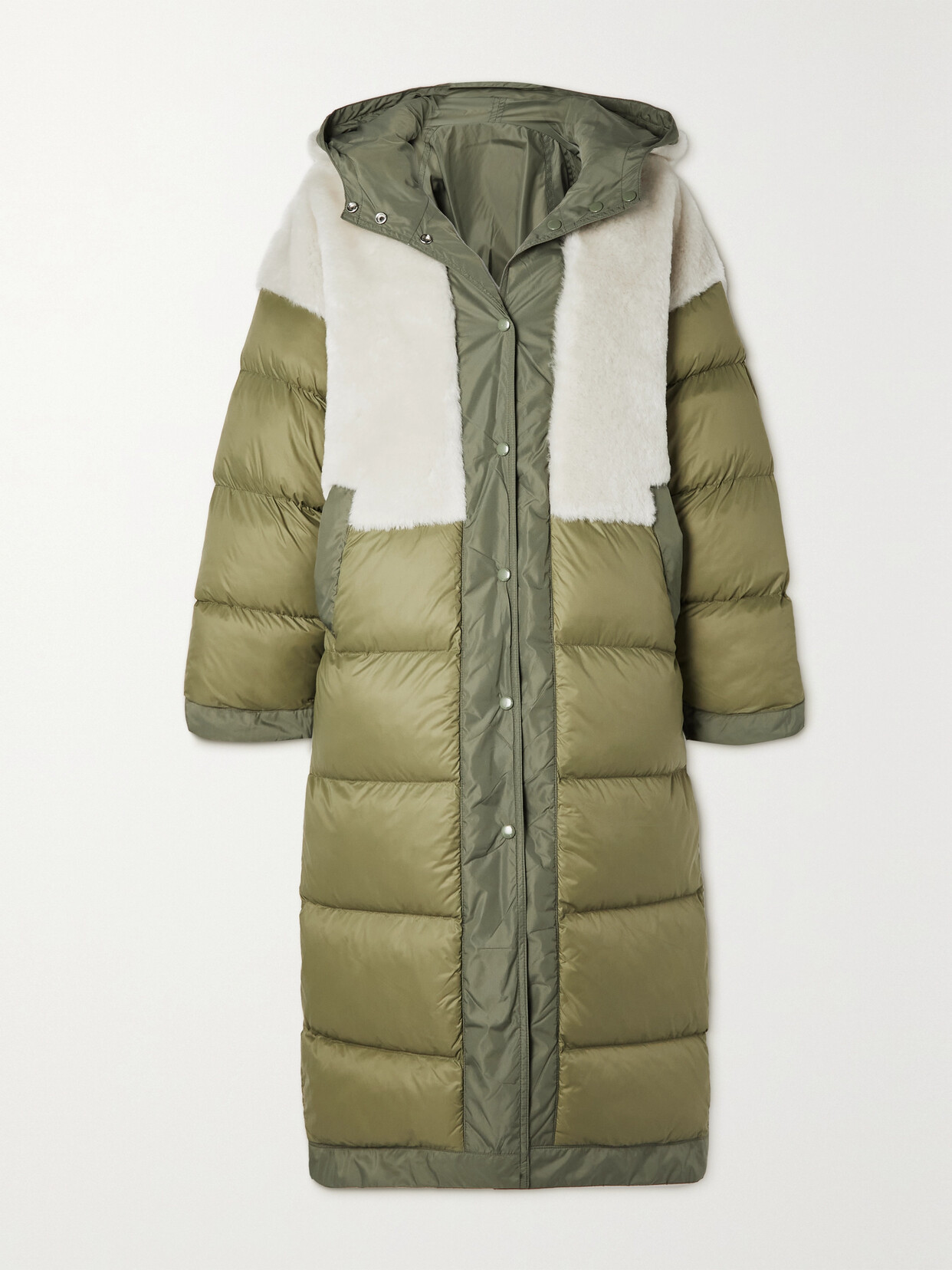 Shoreditch Ski Club - Net Sustain Ember Reversible Padded Hooded Shearling-lined Shell Coat - Green