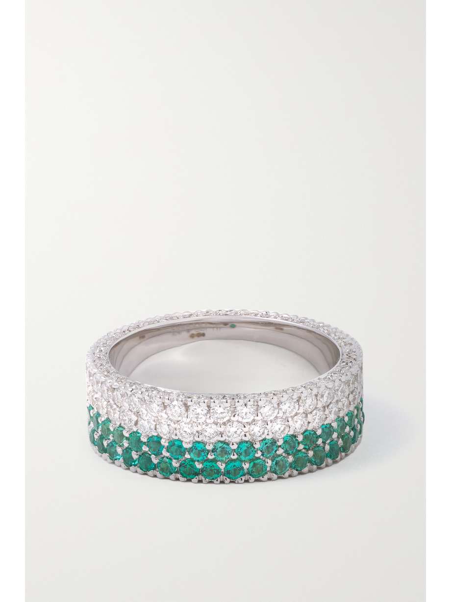 COURBET Tennis 18-karat recycled white gold, emerald and laboratory ...
