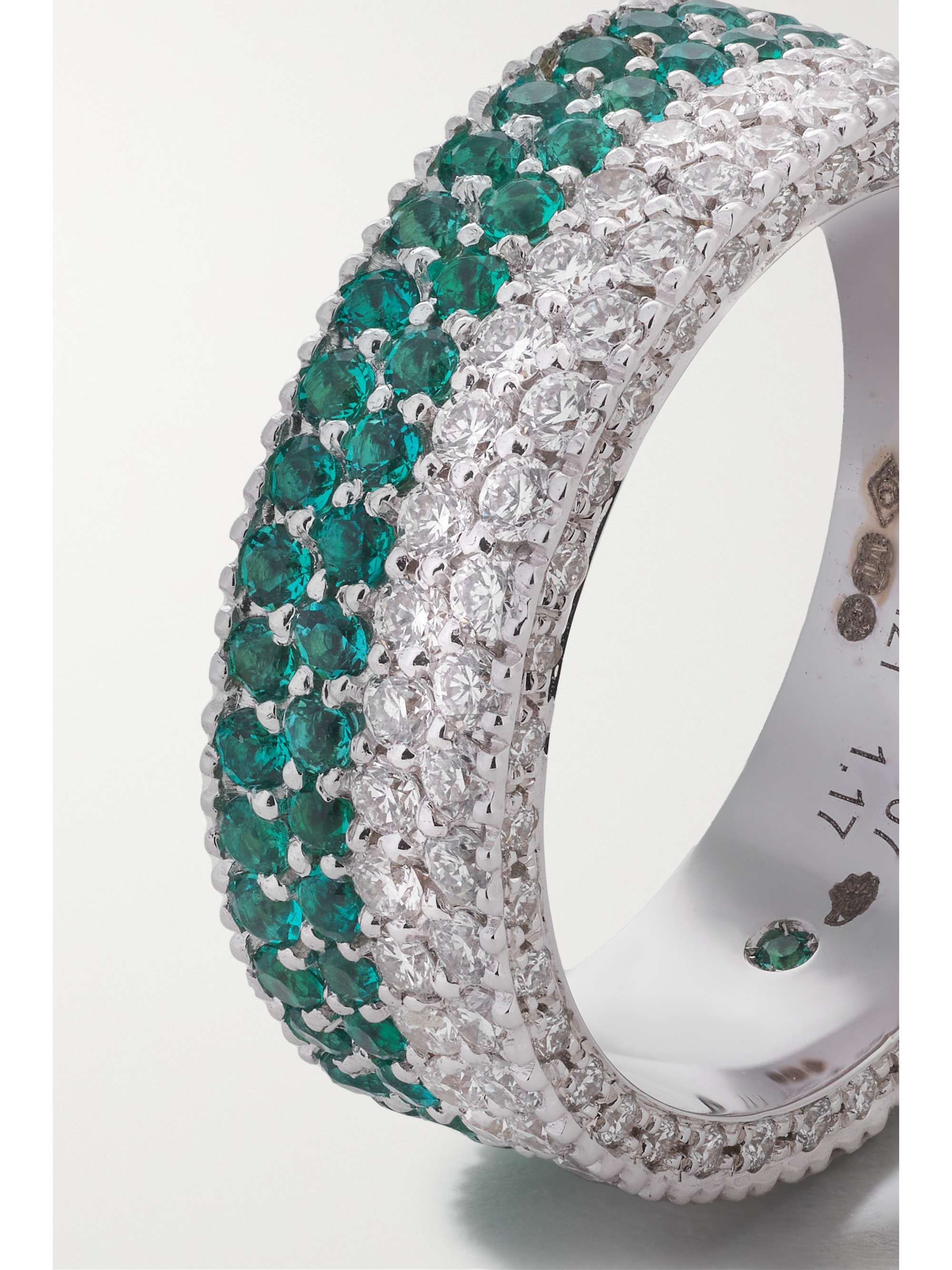 COURBET Tennis 18-karat recycled white gold, emerald and laboratory-grown diamond ring