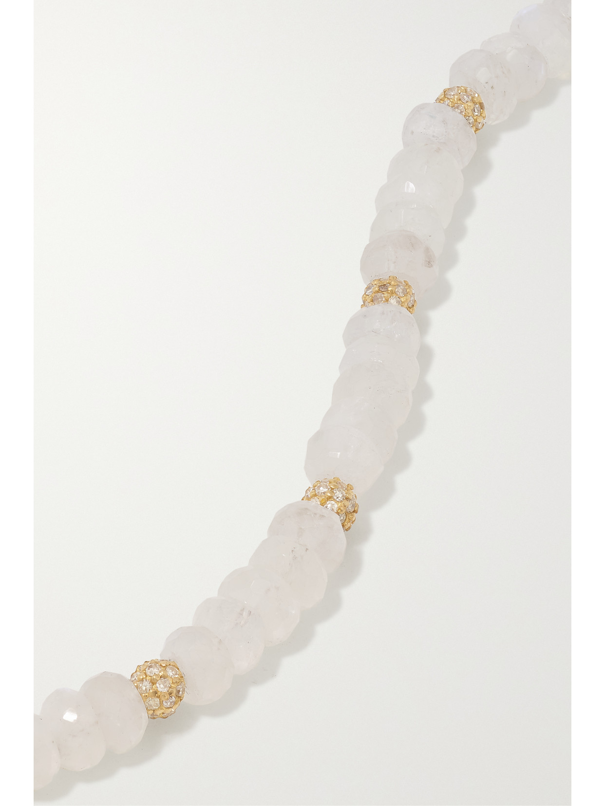 Shop Jacquie Aiche 14-karat Gold, Moonstone And Diamond Anklet In White