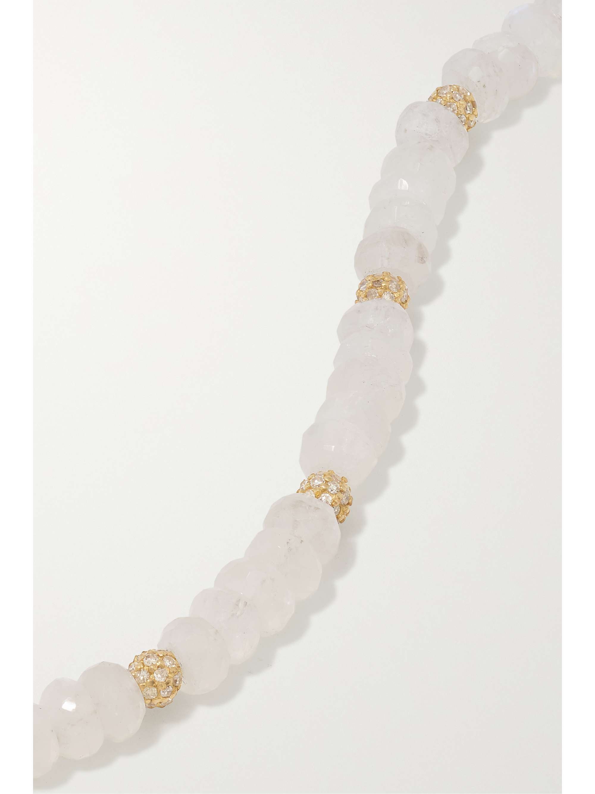 JACQUIE AICHE 14-karat gold, moonstone and diamond anklet
