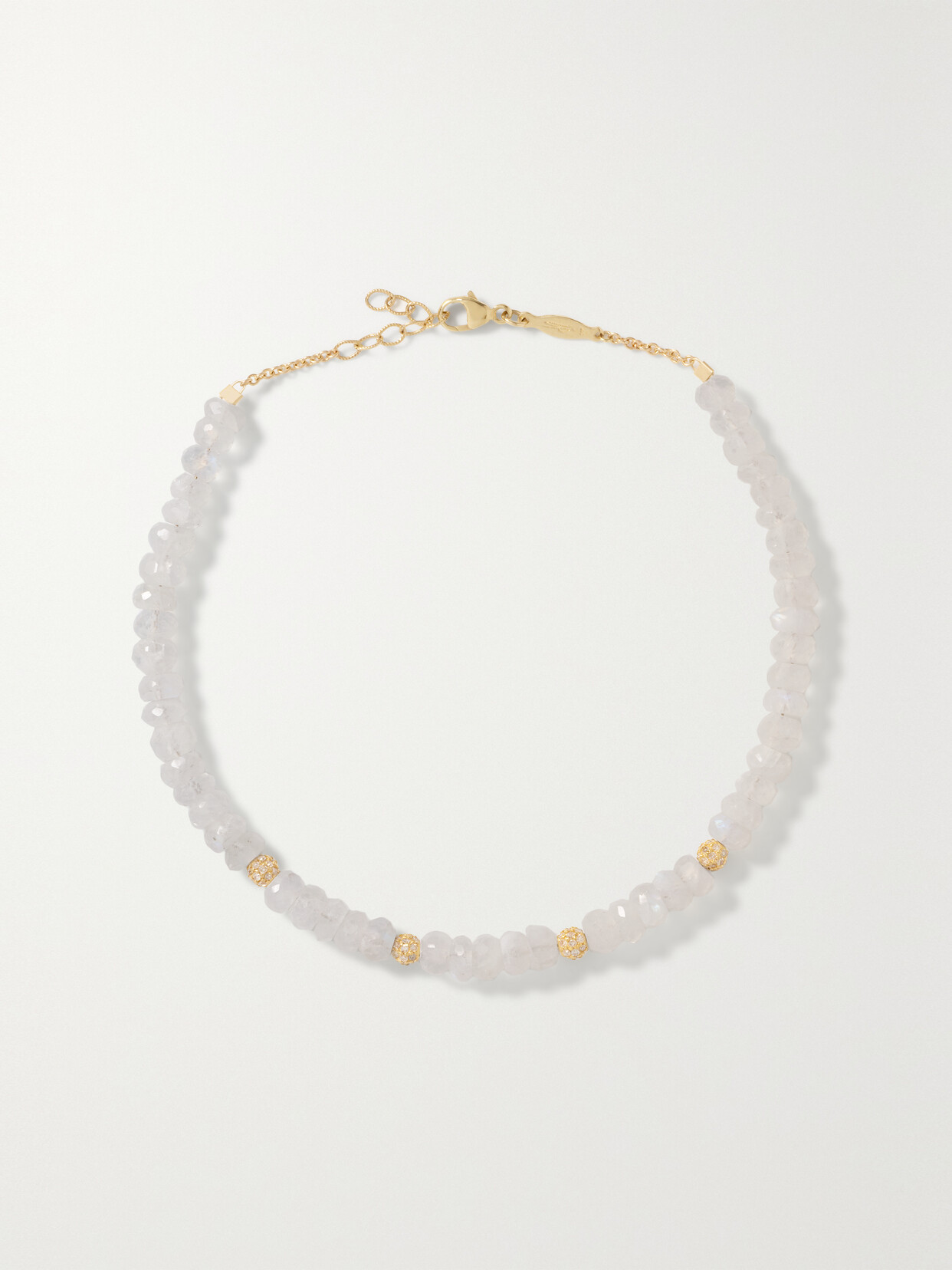 Jacquie Aiche - 14-karat Gold, Moonstone And Diamond Anklet - White