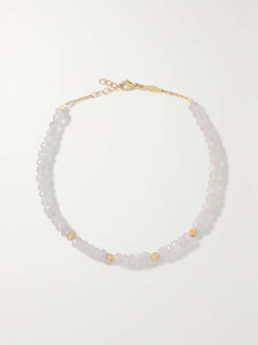 Jacquie Aiche 14-karat Gold, Moonstone And Diamond Anklet