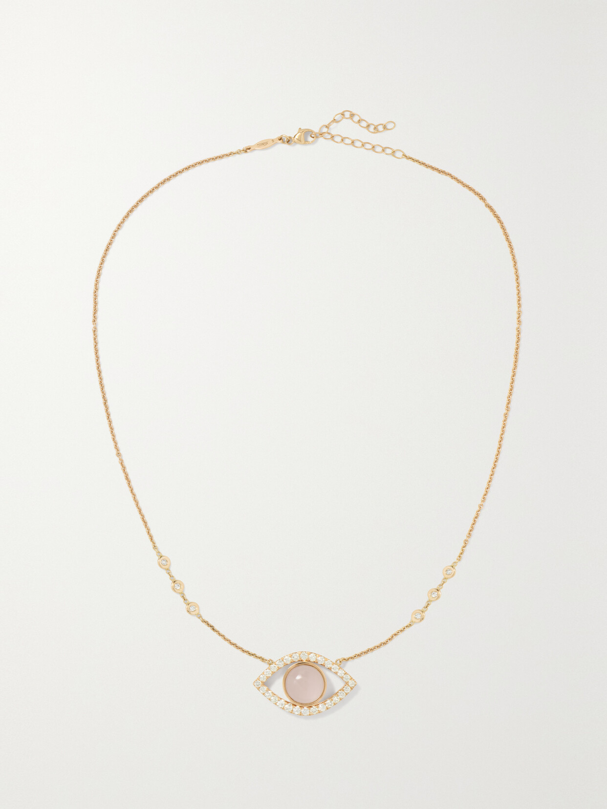 Jacquie Aiche - Large Open Eye 14-karat Rose Gold, Quartz And Diamond Necklace - one size