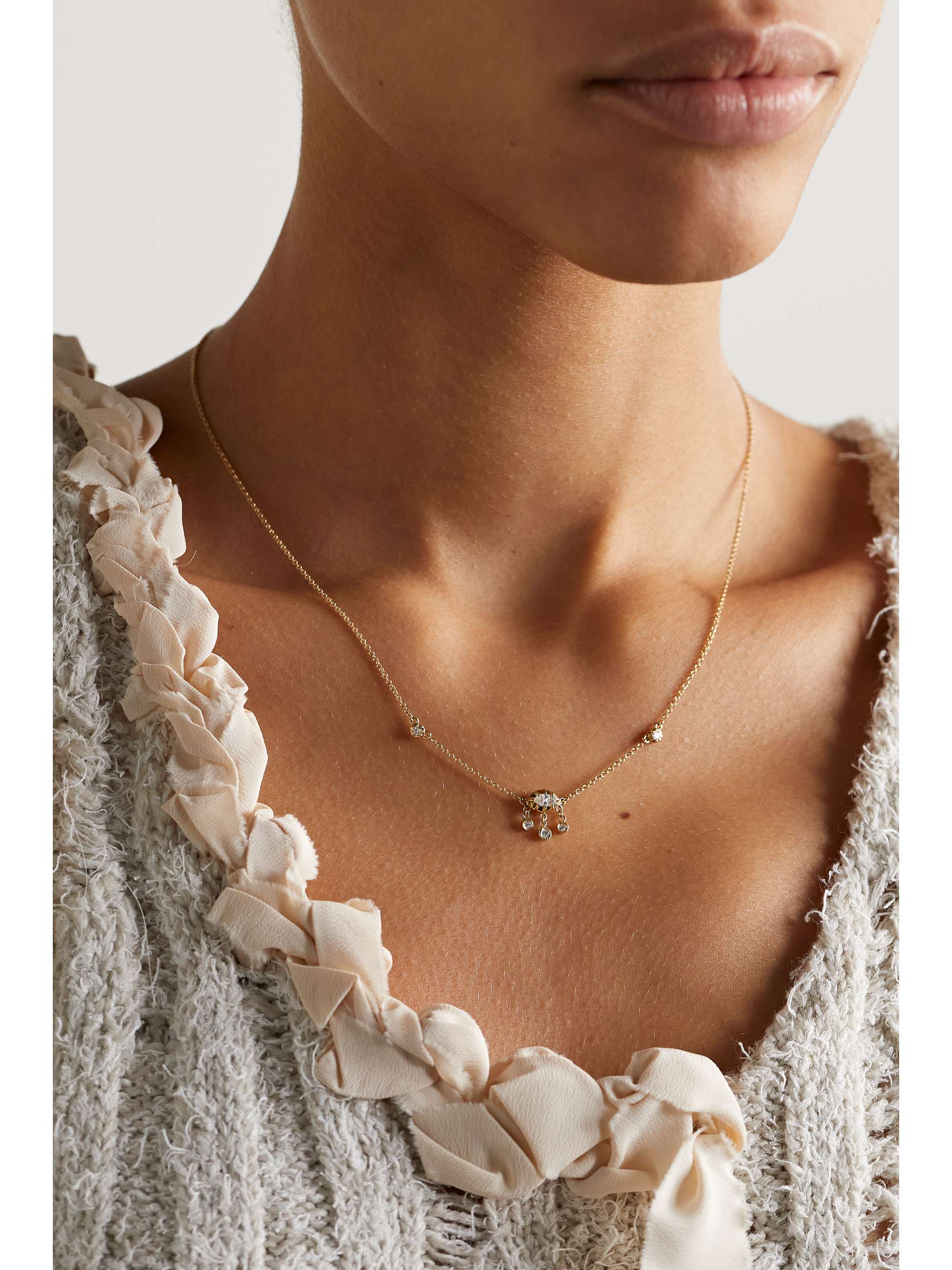 JACQUIE AICHE Sophia Shaker 14-karat gold diamond necklace