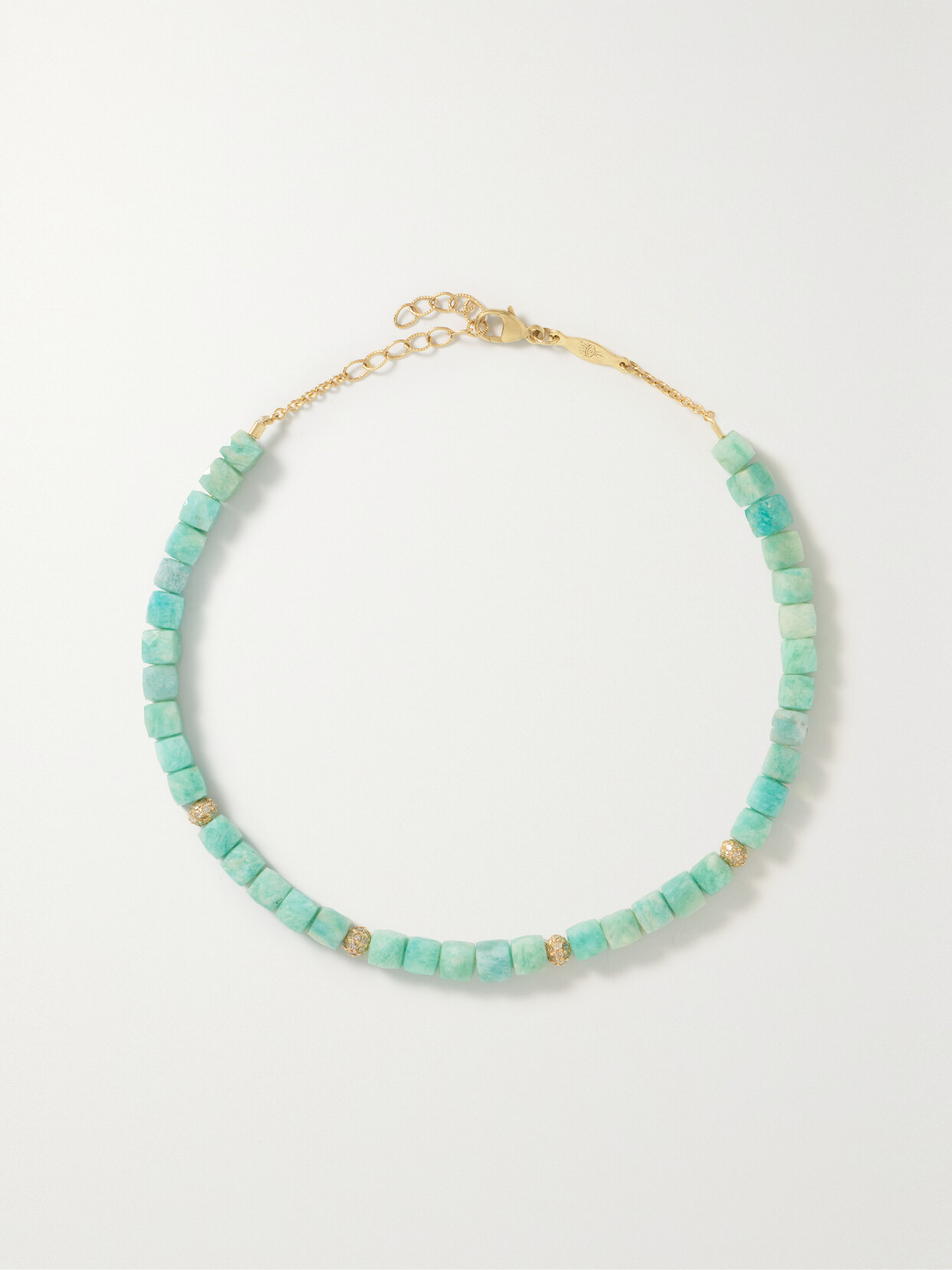 Jacquie Aiche 14-karat Gold, Amazonite And Diamond Anklet