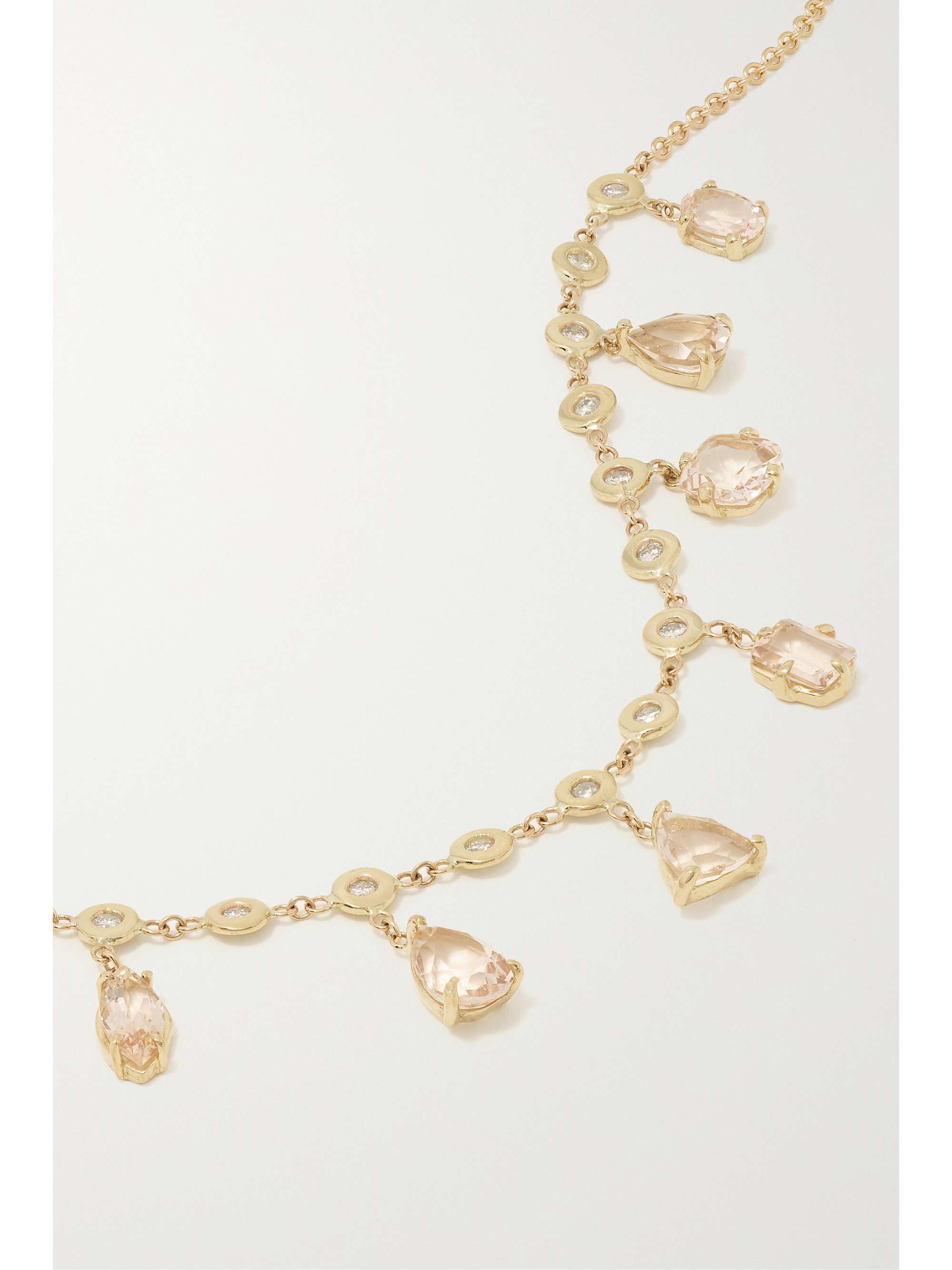 JACQUIE AICHE Shaker 14-karat gold, morganite and diamond necklace