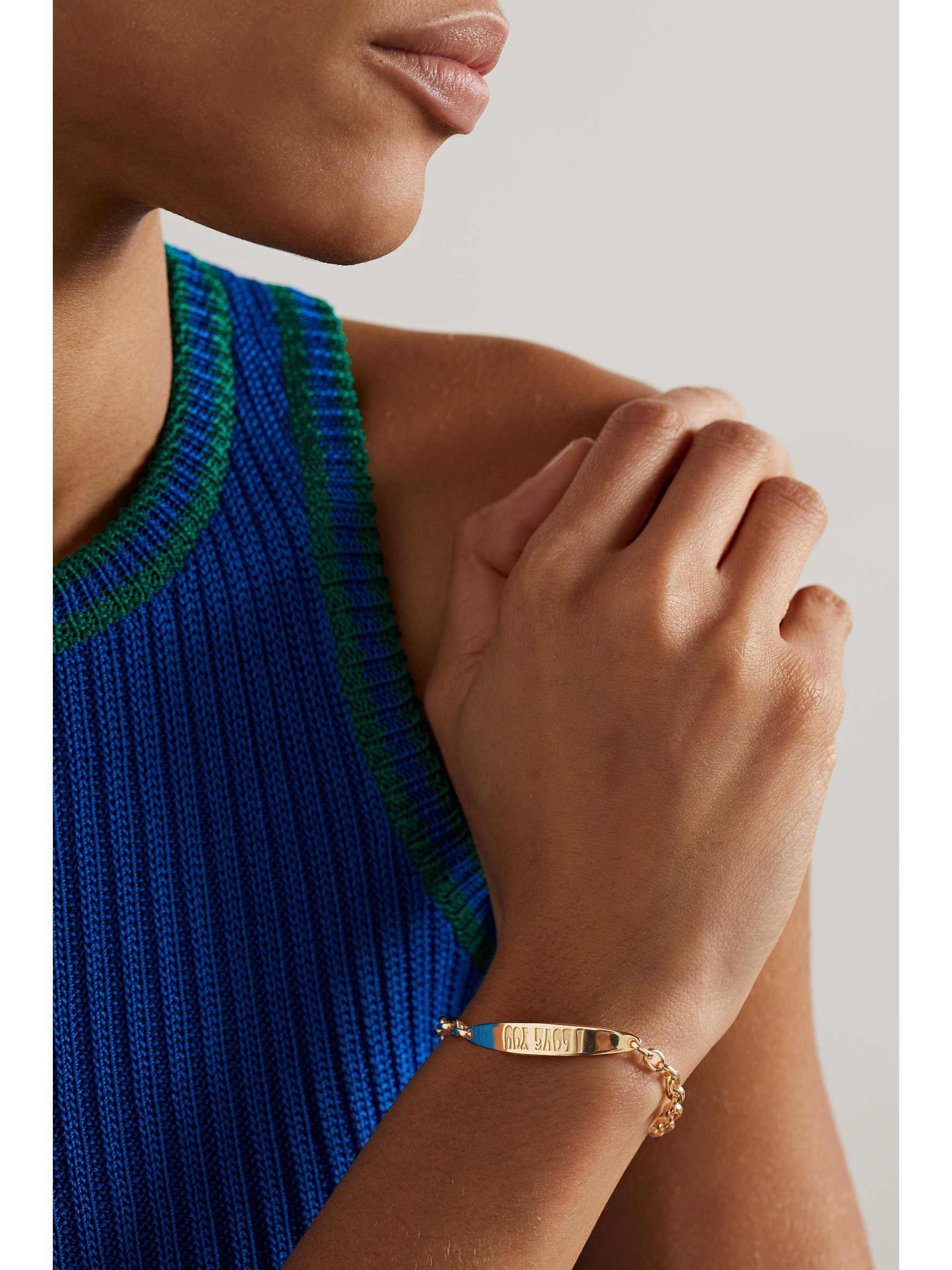 JACQUIE AICHE I Love You 14-karat gold bracelet
