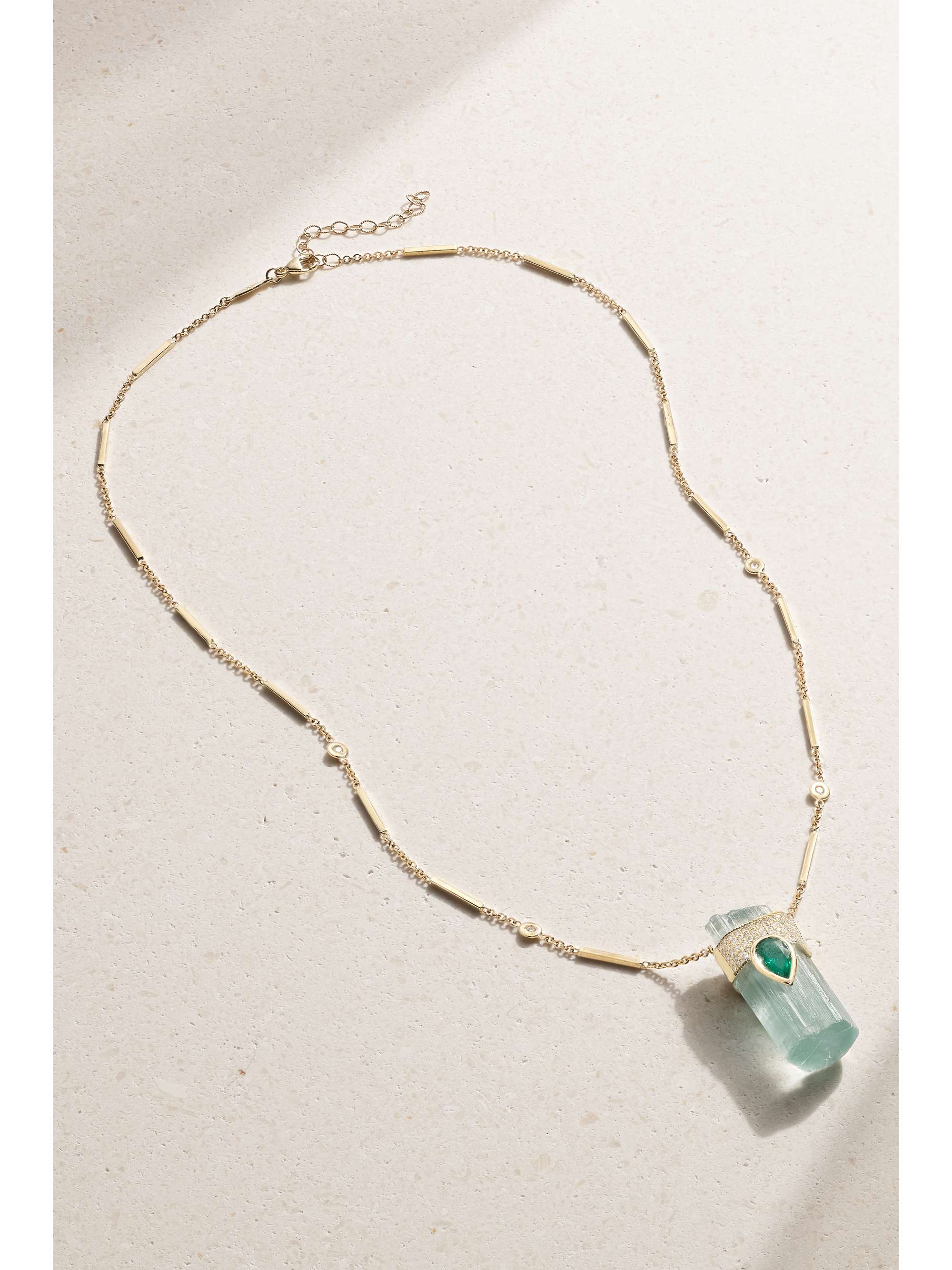 JACQUIE AICHE 14-karat gold multi-stone necklace