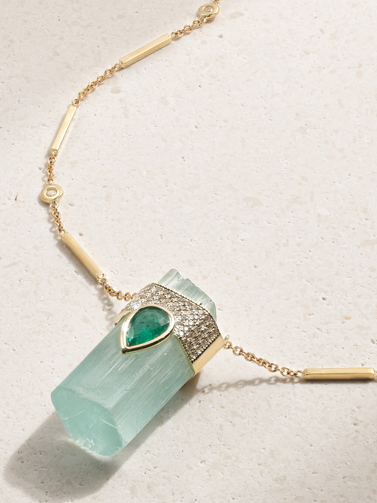 Jacquie Aiche 14-karat Gold Multi-stone Necklace In Green