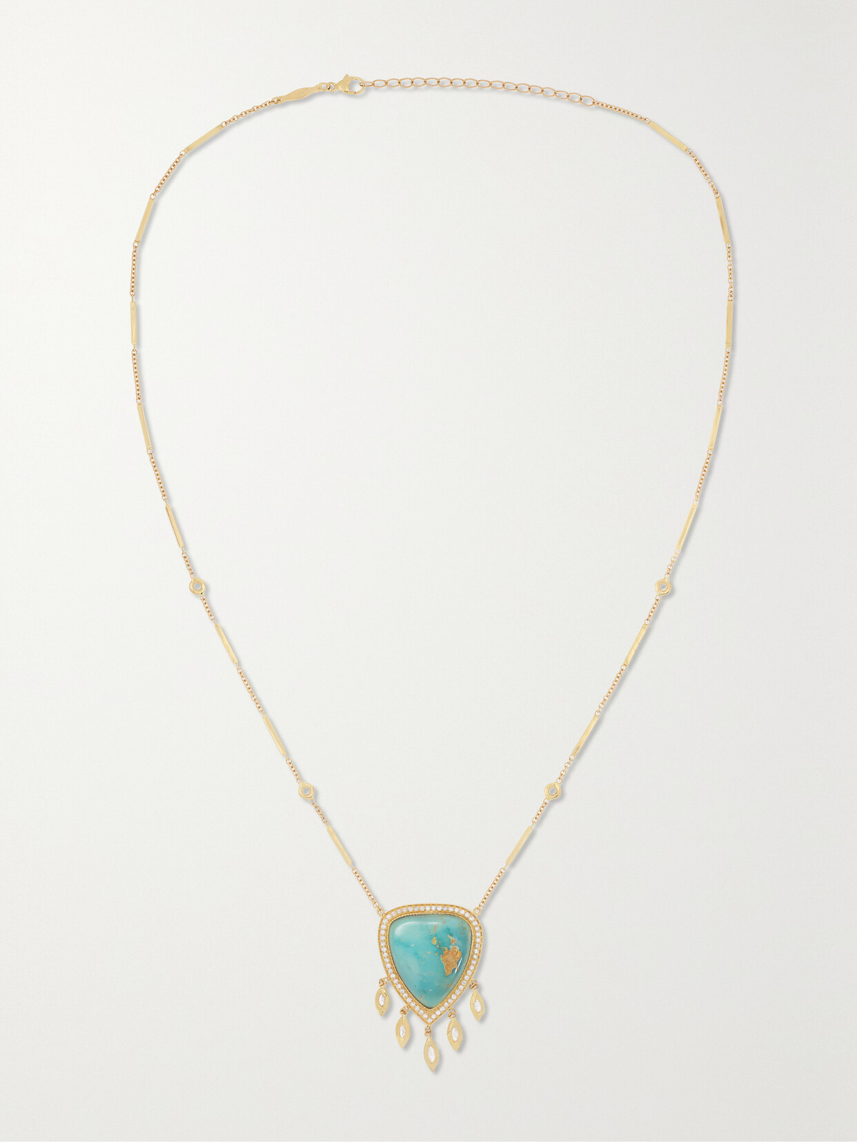 Jacquie Aiche Shaker 14-karat Gold, Turquoise And Diamond Necklace