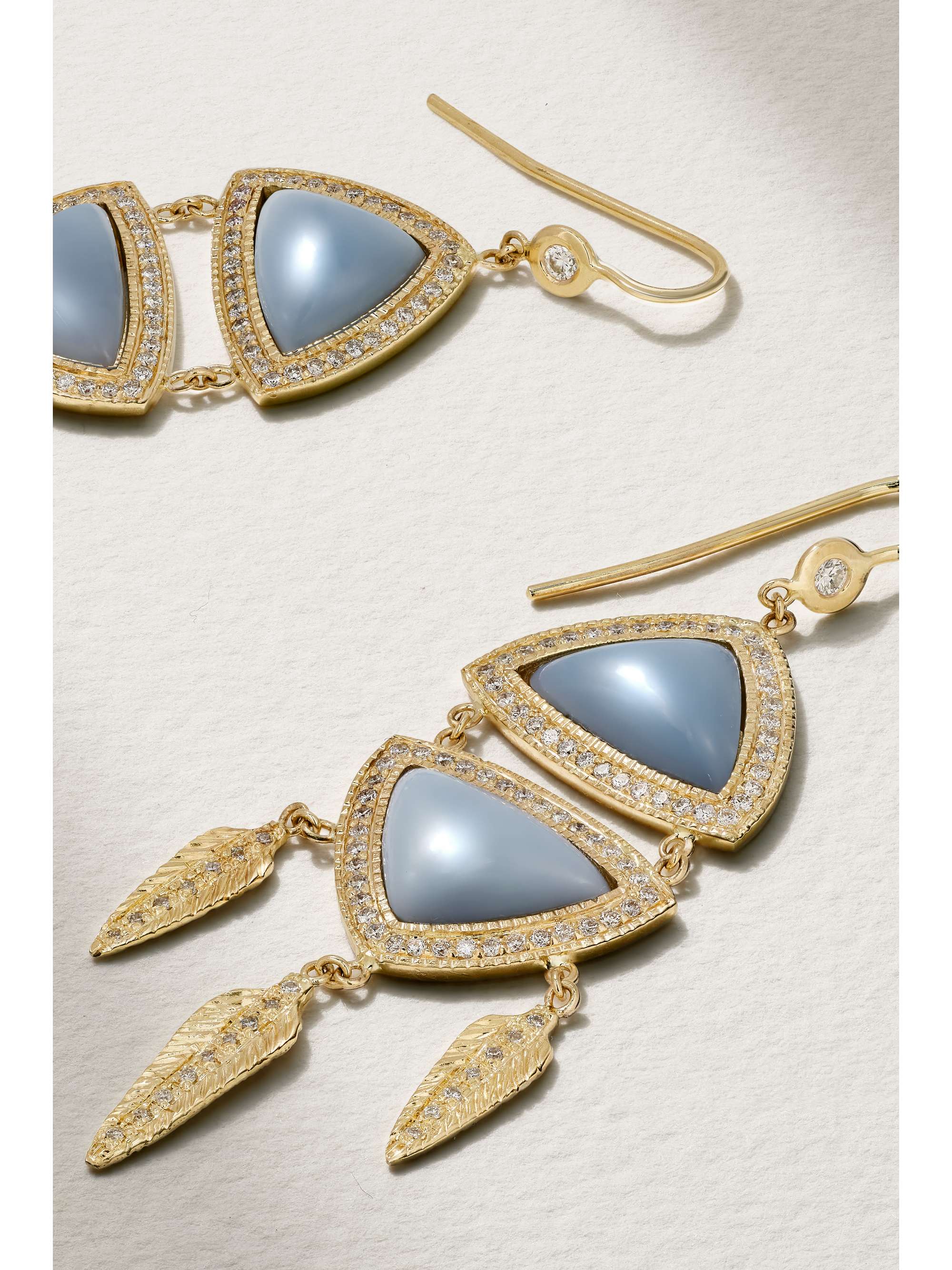 JACQUIE AICHE Dreamcatcher 14-karat gold, chrysoprase and diamond earrings