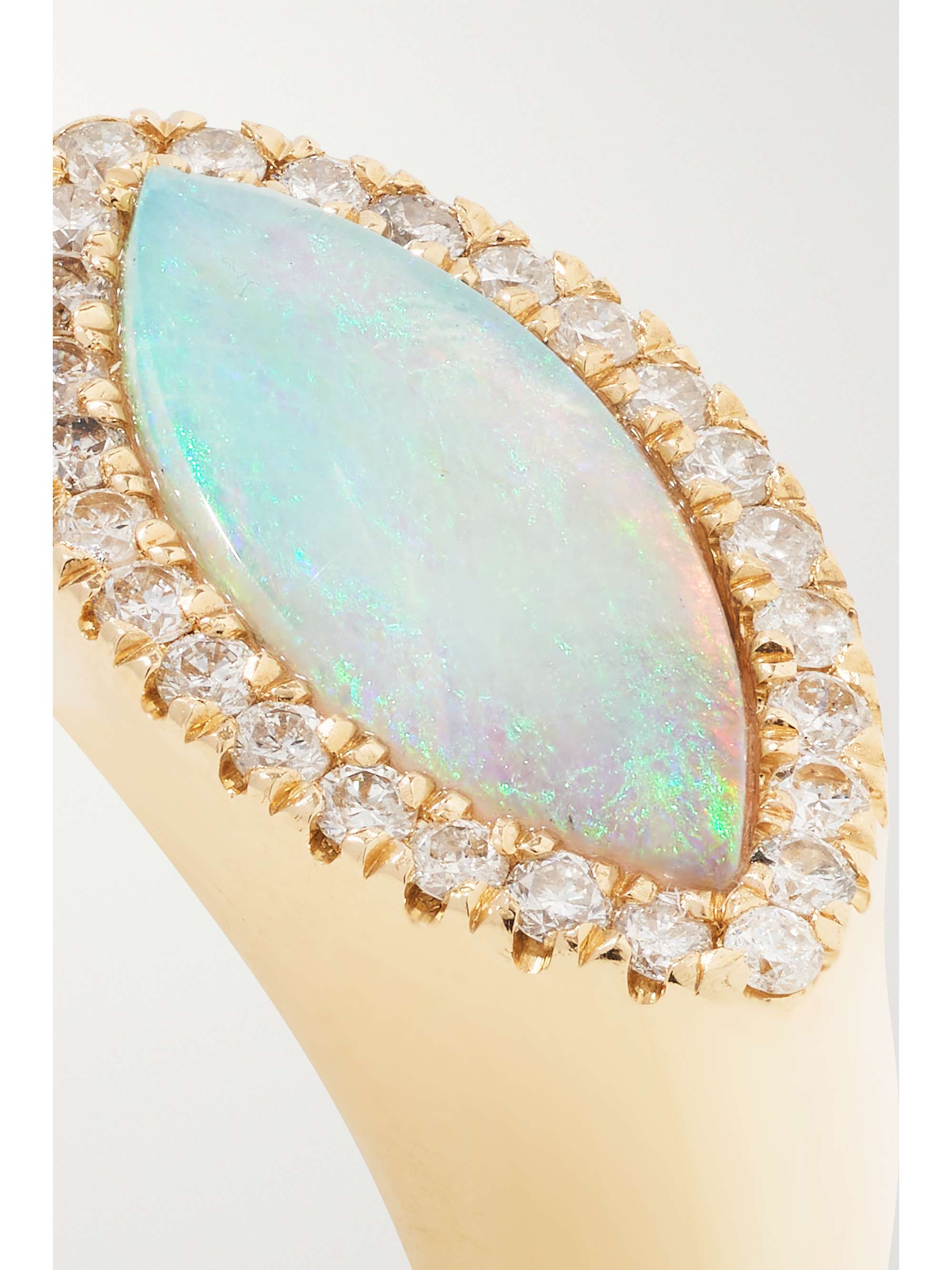 JACQUIE AICHE 14-karat gold, opal and diamond signet ring