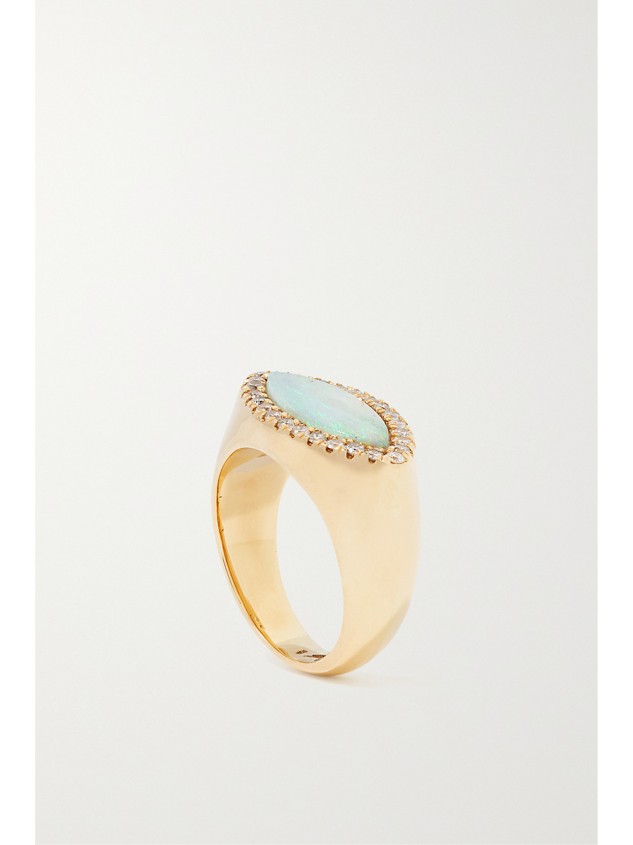 Shop Jacquie Aiche 14-karat Gold, Opal And Diamond Signet Ring