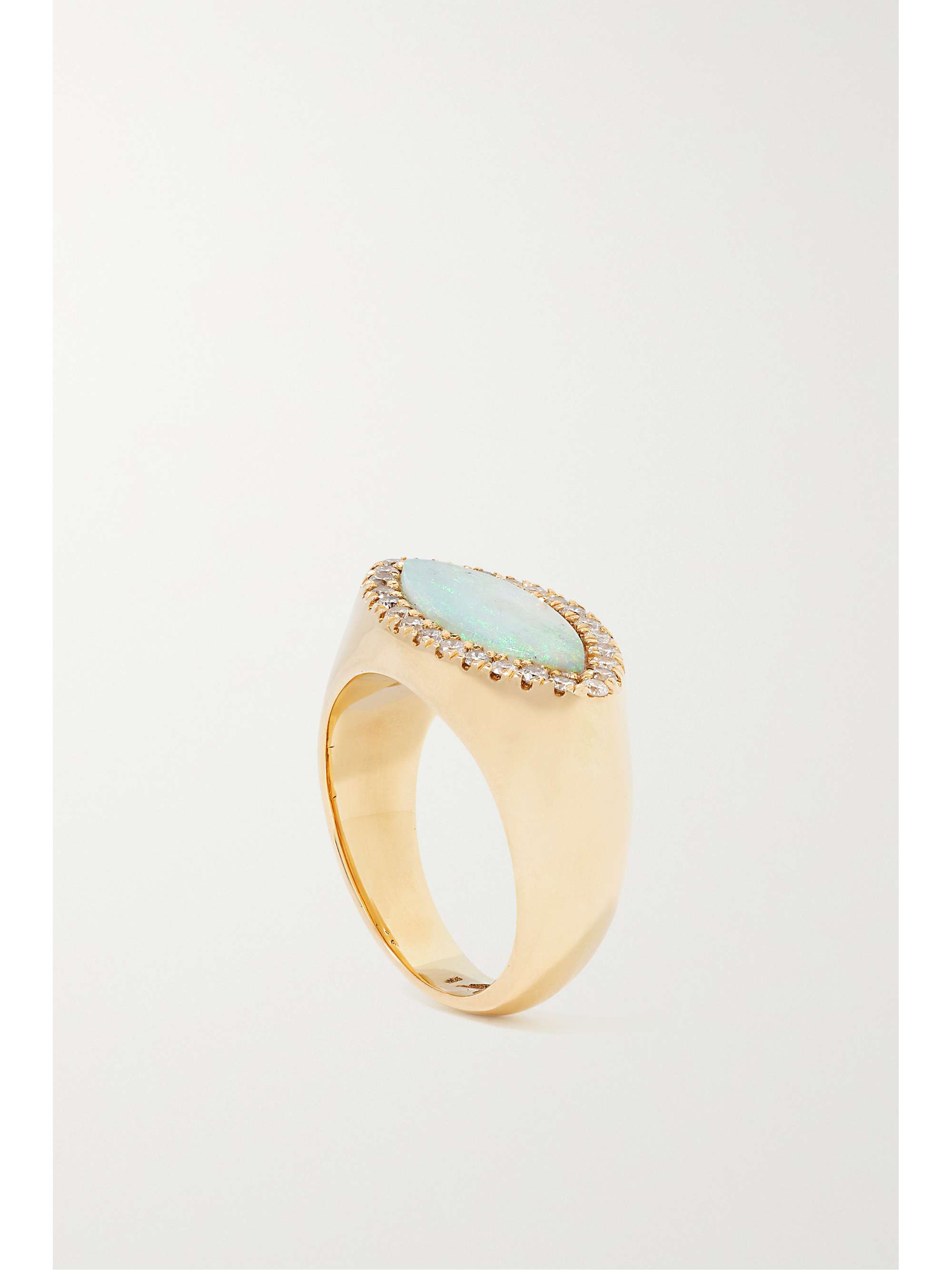 JACQUIE AICHE 14-karat gold, opal and diamond signet ring