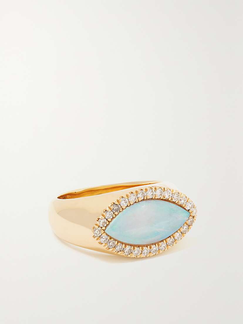 Jacquie Aiche 1-karat Gold, Opal And Diamond Signet Ring