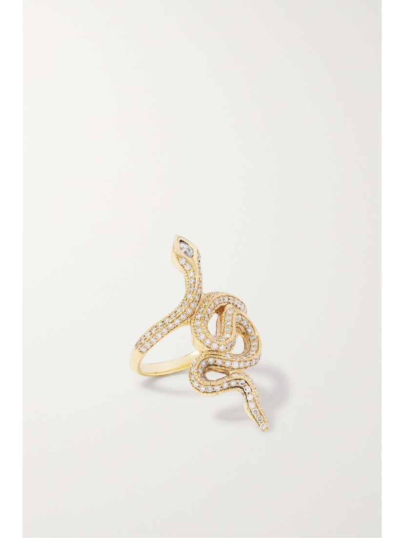 Jacquie Aiche Snake 14-karat Gold Diamond Ring