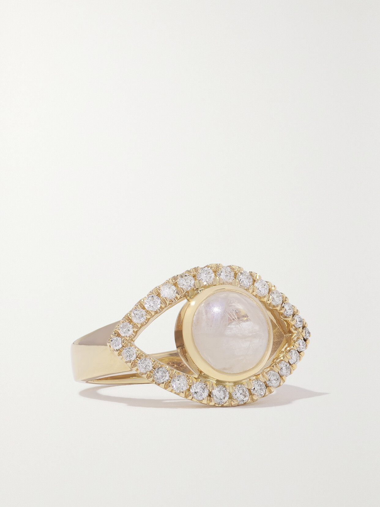 Jacquie Aiche Open Eye Small 14-karat Gold, Moonstone And Diamond Ring