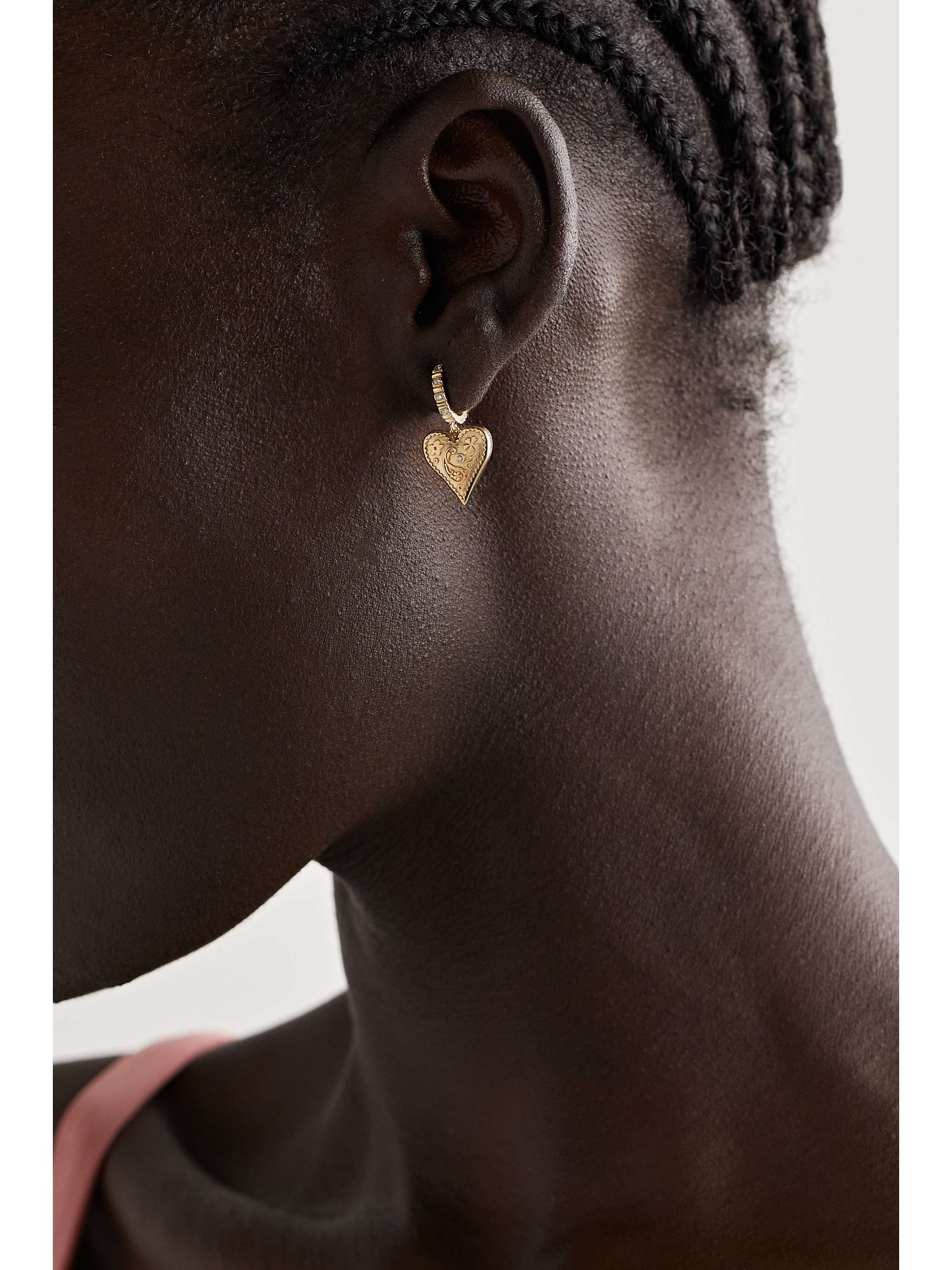 MARLO LAZ Mini Southwestern 14-karat gold diamond earrings