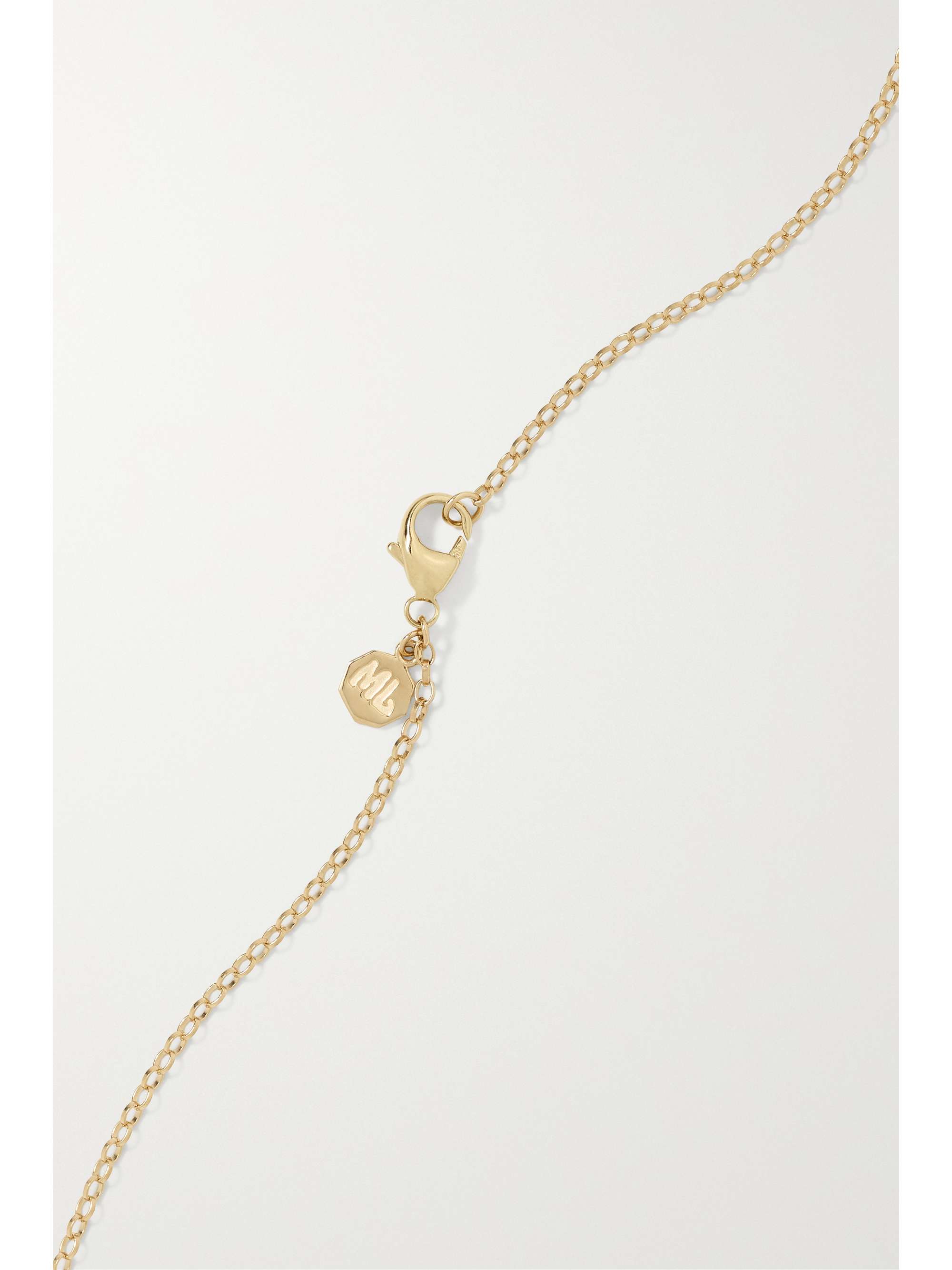 MARLO LAZ Mini Porte Bonheur Coin 14-karat gold diamond necklace