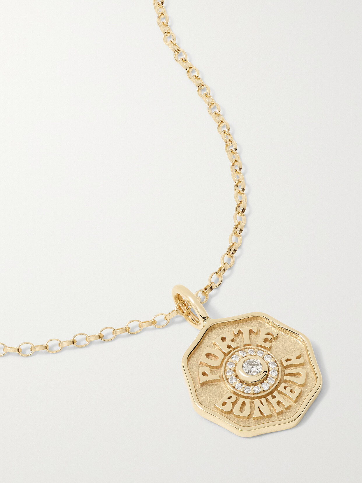 Marlo Laz Women's Je Porte Bonheur 14k Yellow Gold, Pink Sapphire, & 0.15 Tcw Diamond Mini Pendant Necklace