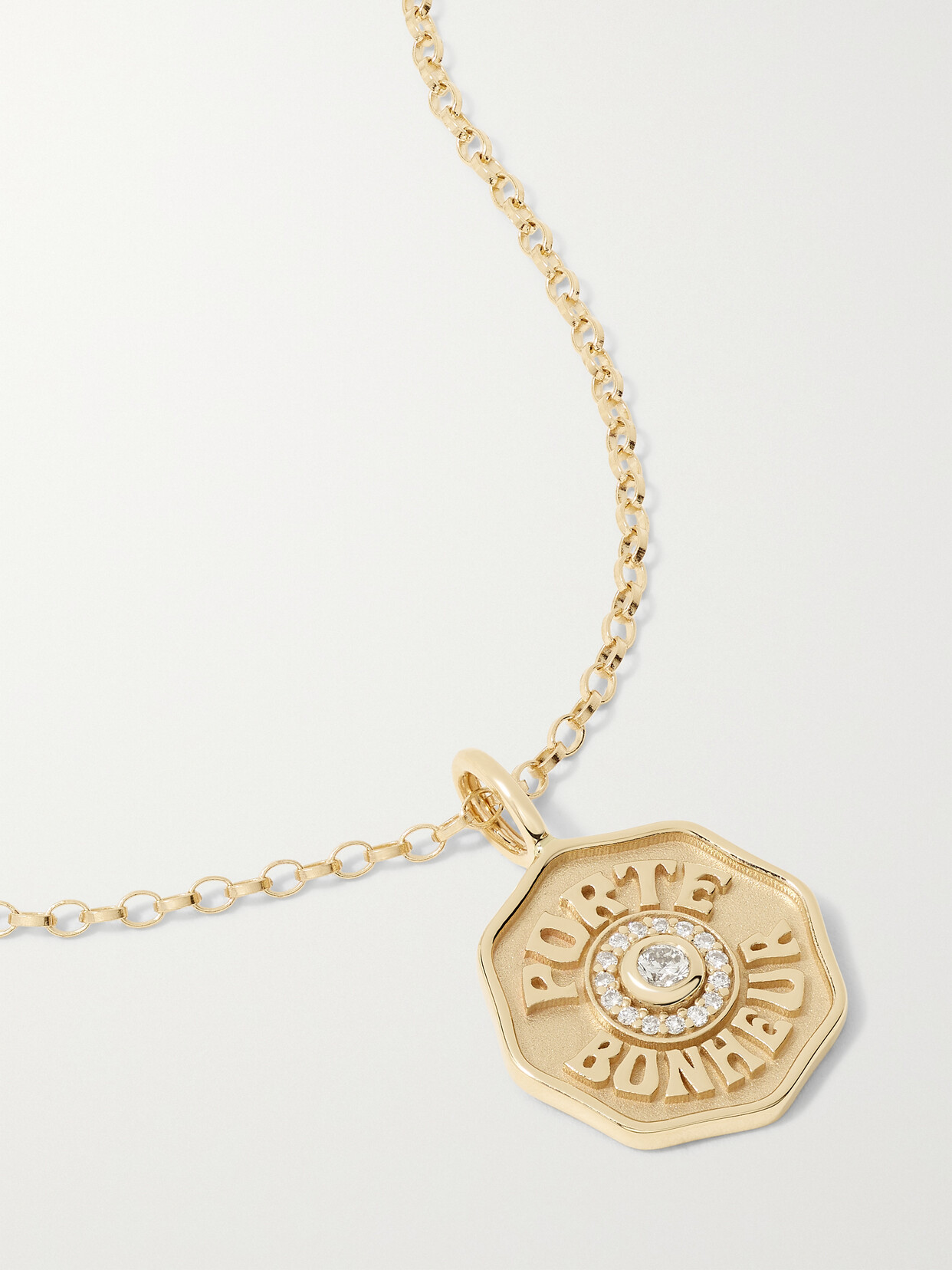 Marlo Laz Pave Initial Coin Necklace