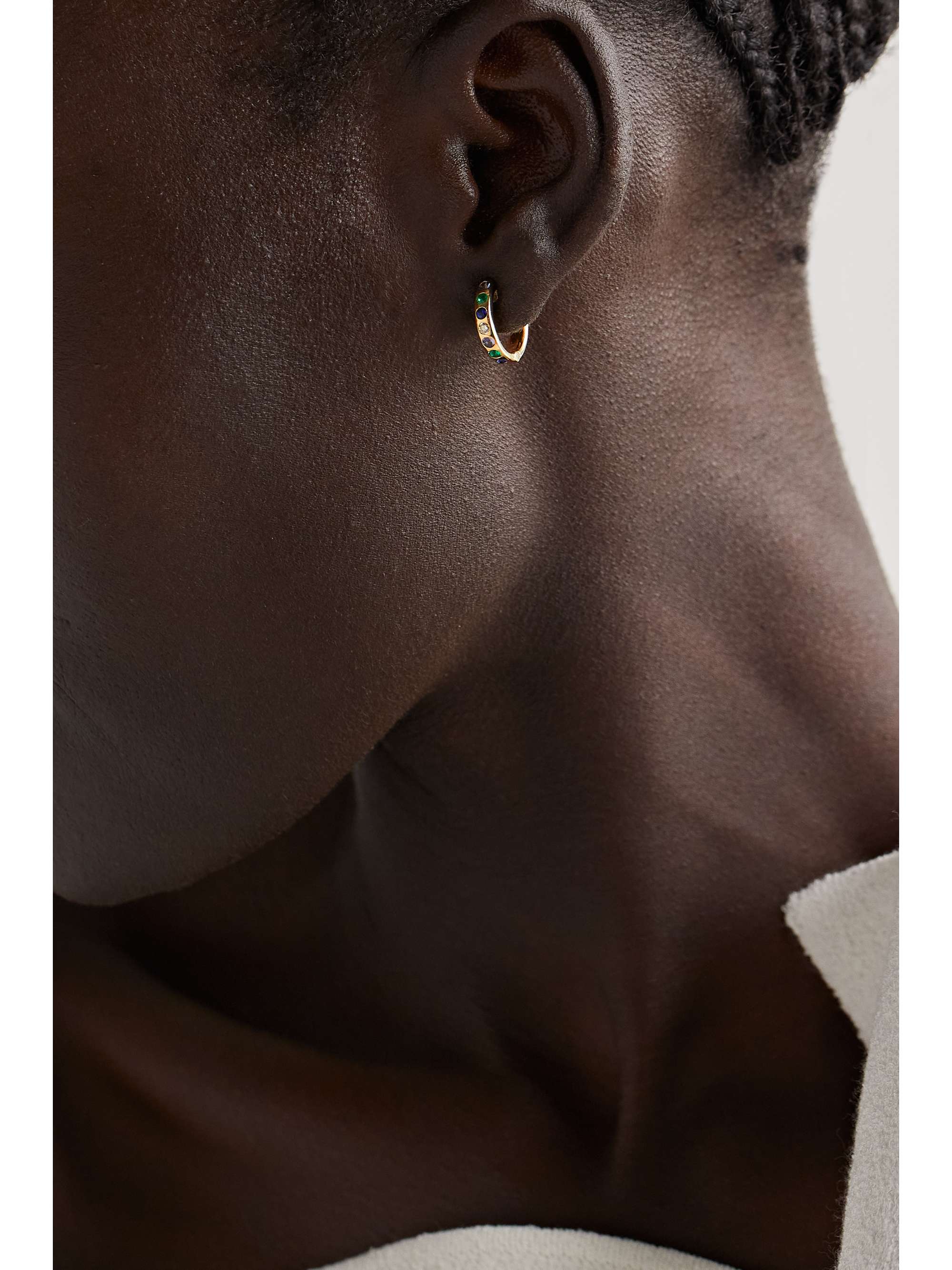 MARLO LAZ Gemma 14-karat gold multi-stone hoop earrings