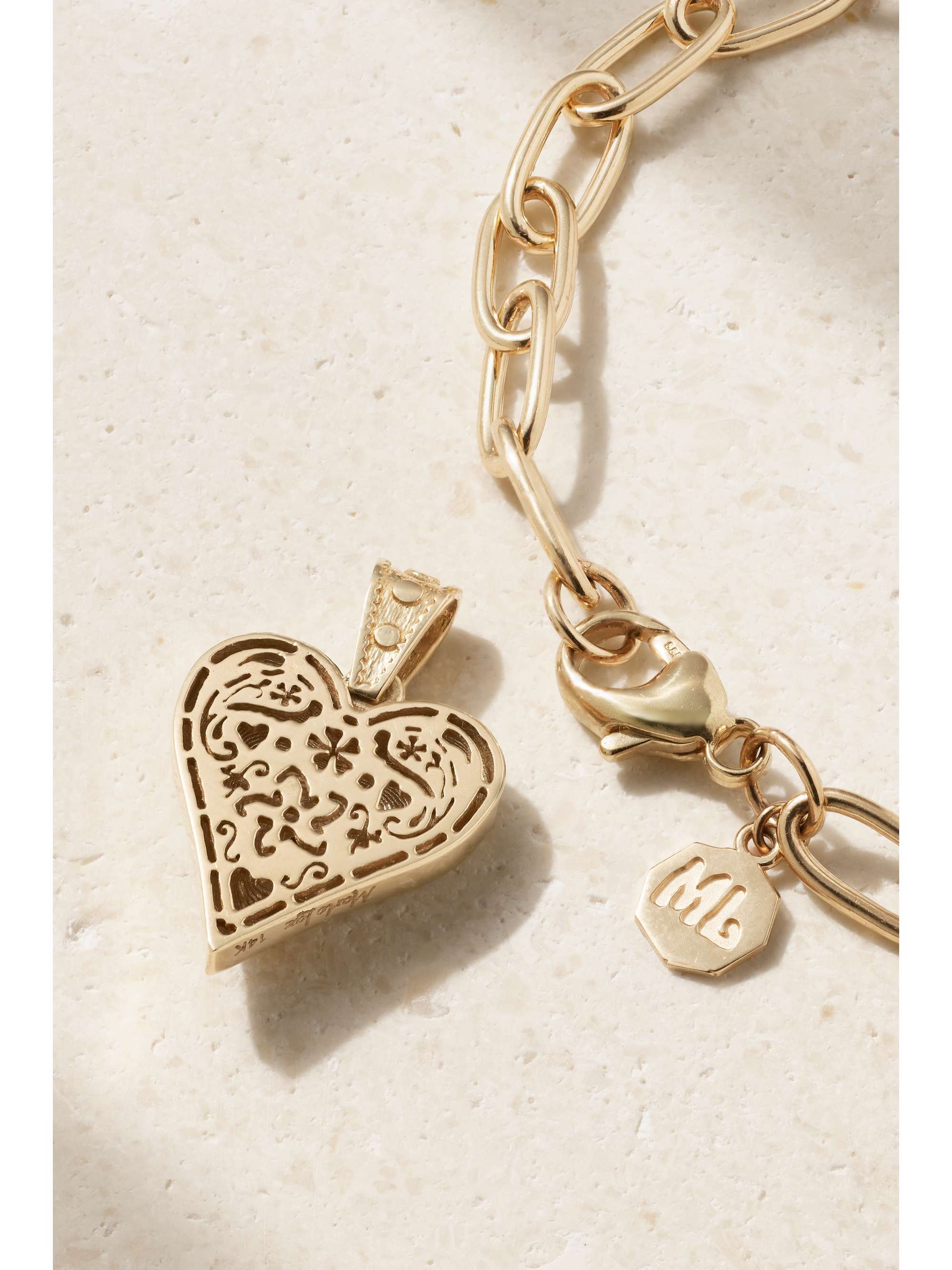 MARLO LAZ Mini Southwestern Heart 14-karat gold diamond bracelet