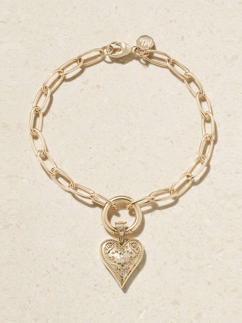 Marlo Laz Mini Southwestern Heart 14-karat Gold Diamond Bracelet