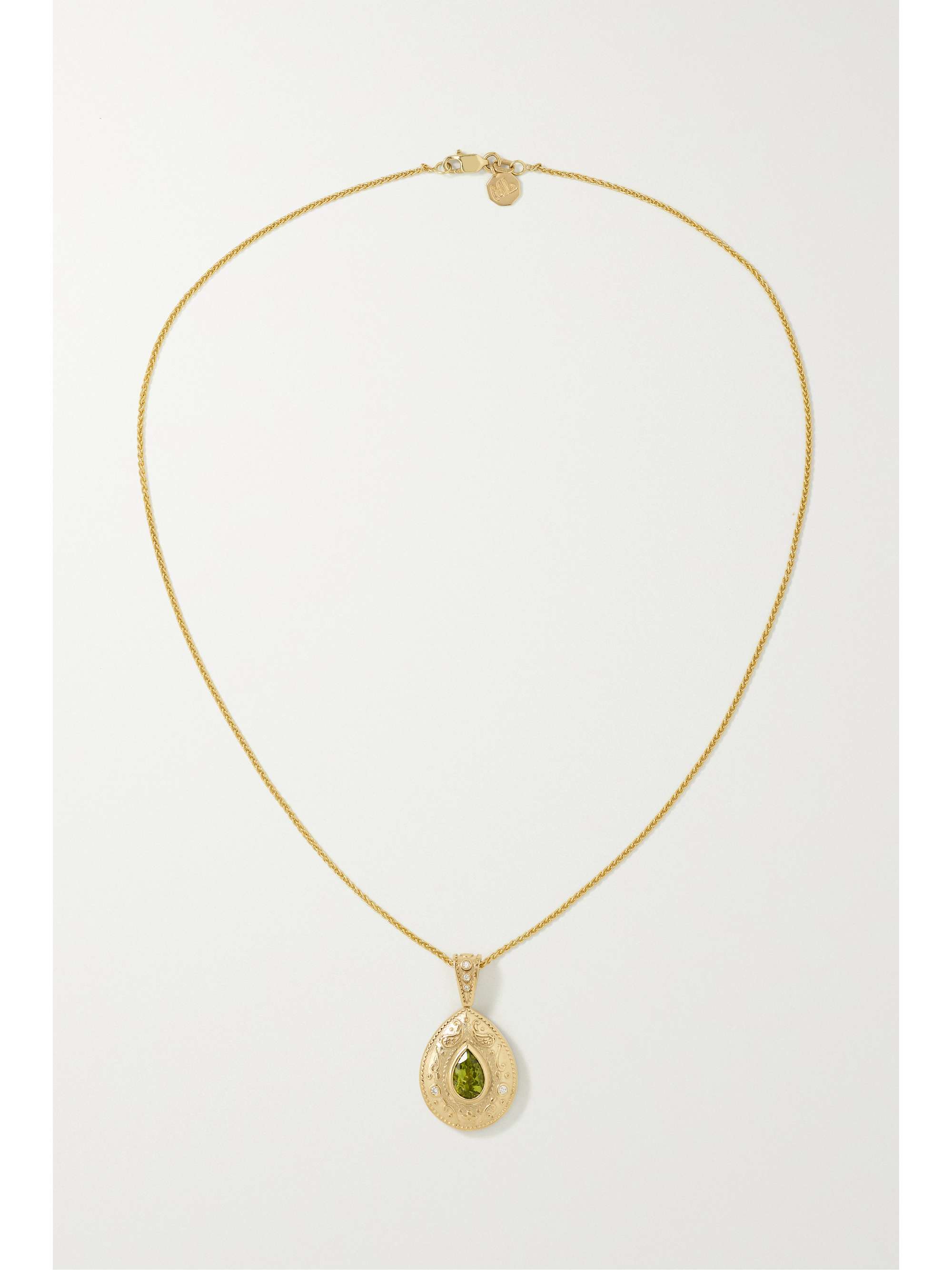 MARLO LAZ Southwestern Pear 14-karat gold, tourmaline and diamond necklace