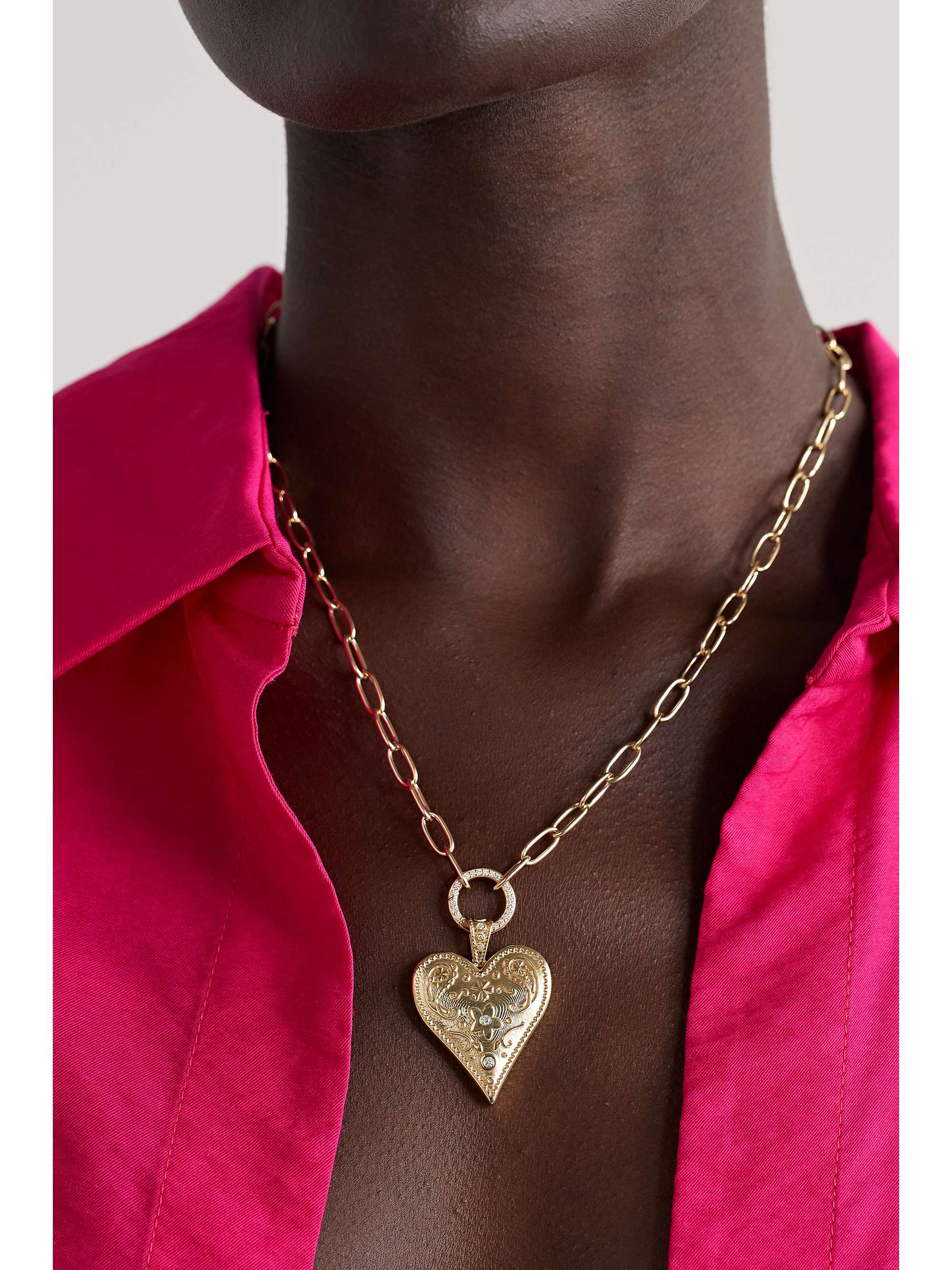 MARLO LAZ Large Southwestern 14-karat gold diamond necklace
