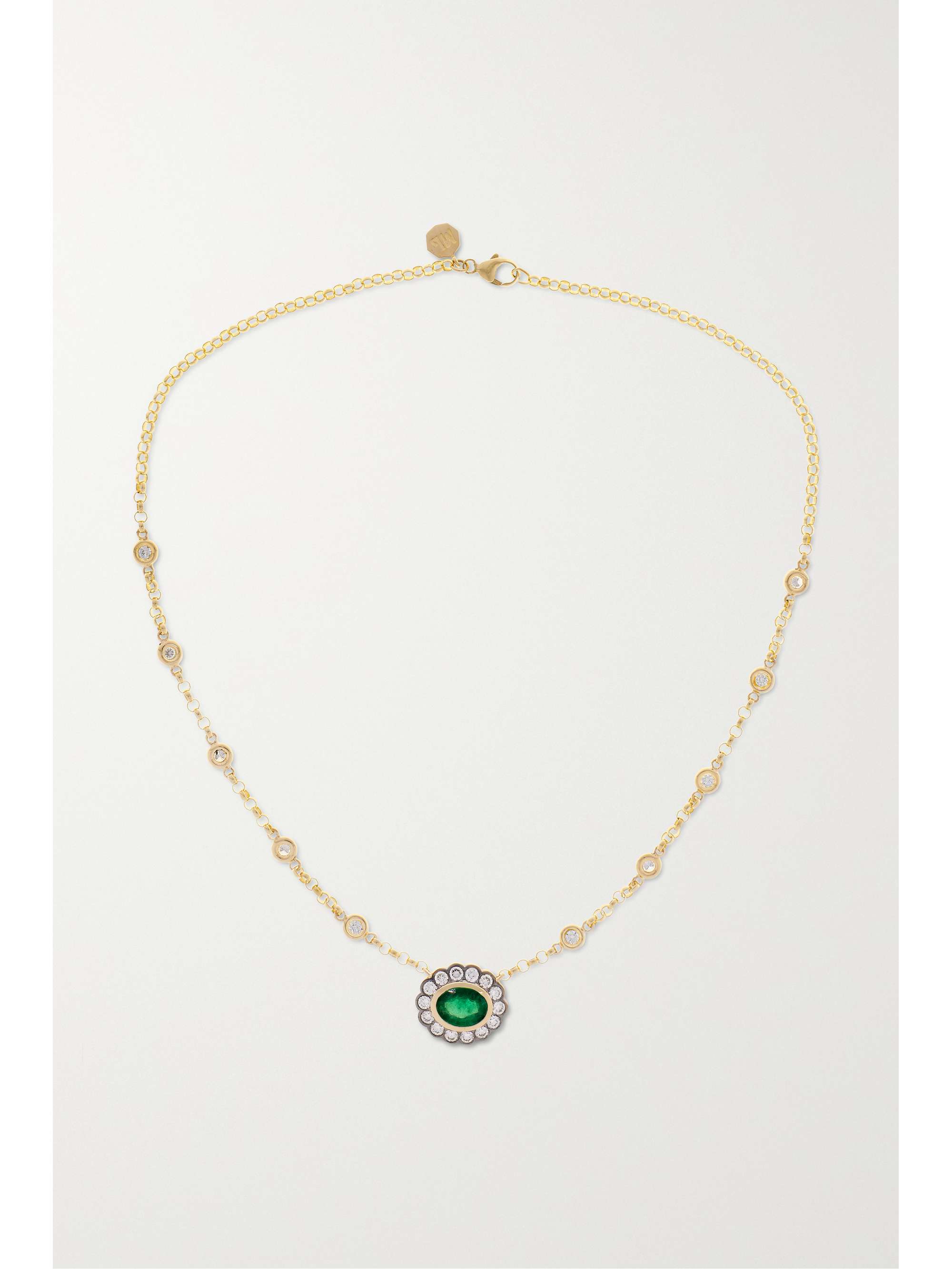 MARLO LAZ Alexandra 14-karat gold, emerald and diamond necklace