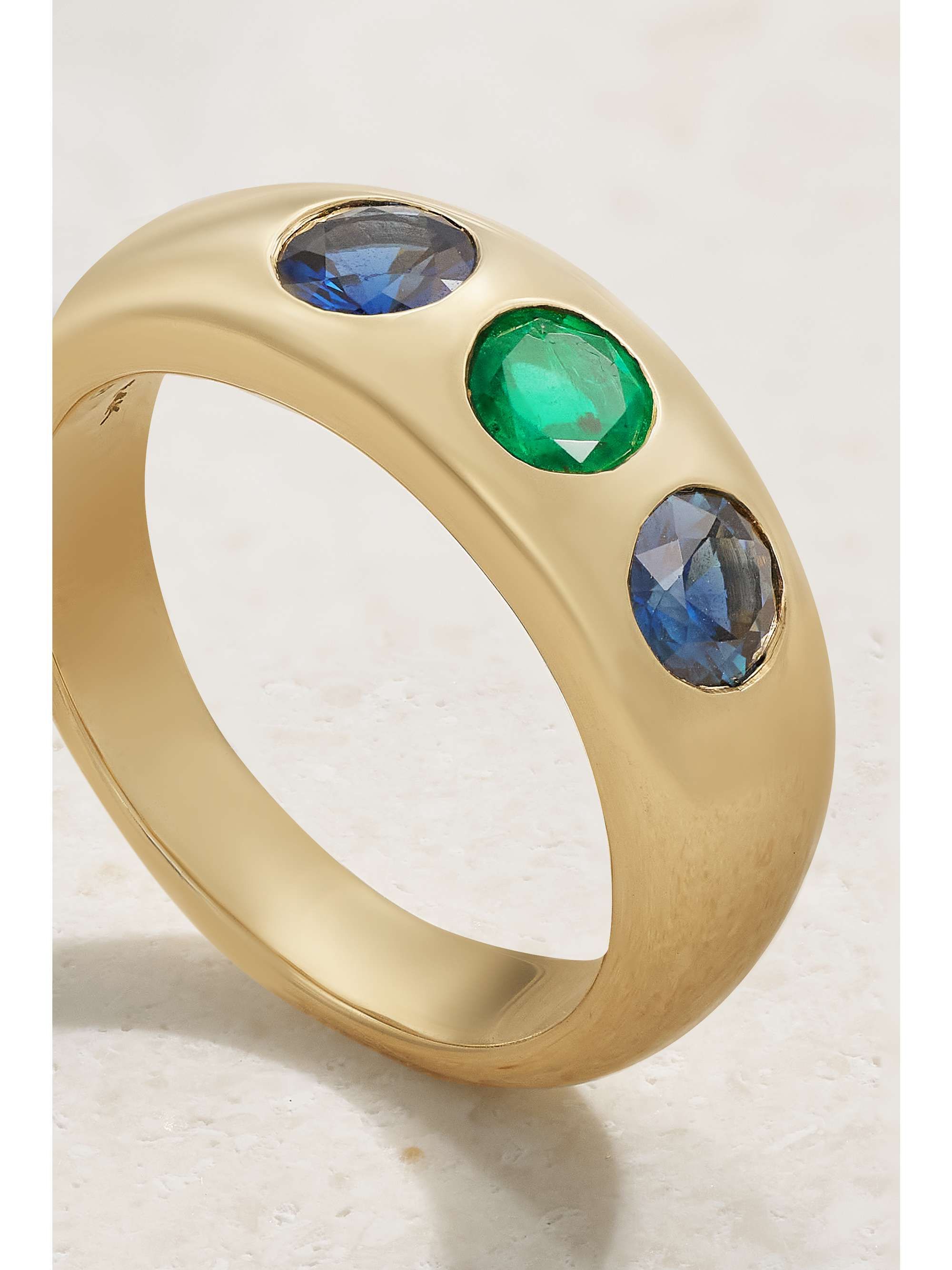 MARLO LAZ Gemma 14-karat gold, sapphire and emerald ring
